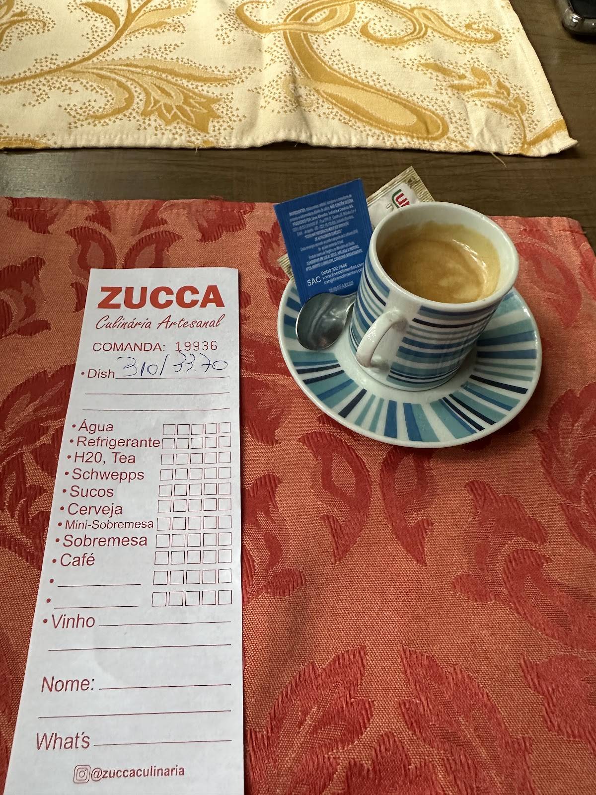 Zucca Culinária Artesanal cardápio