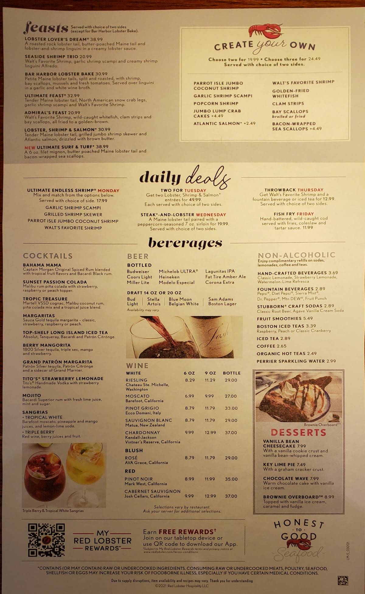 Menu at Zuckerello's restaurant, Fort Lauderdale