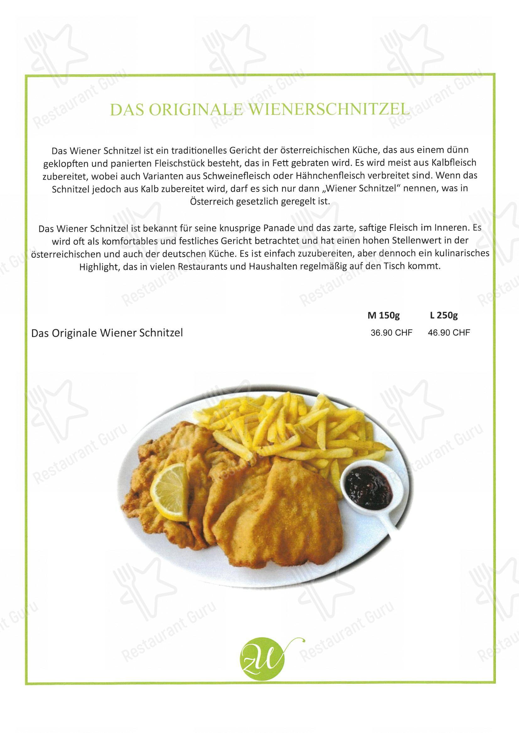 Zum Wiener Restaurant in Langenthal - Menu