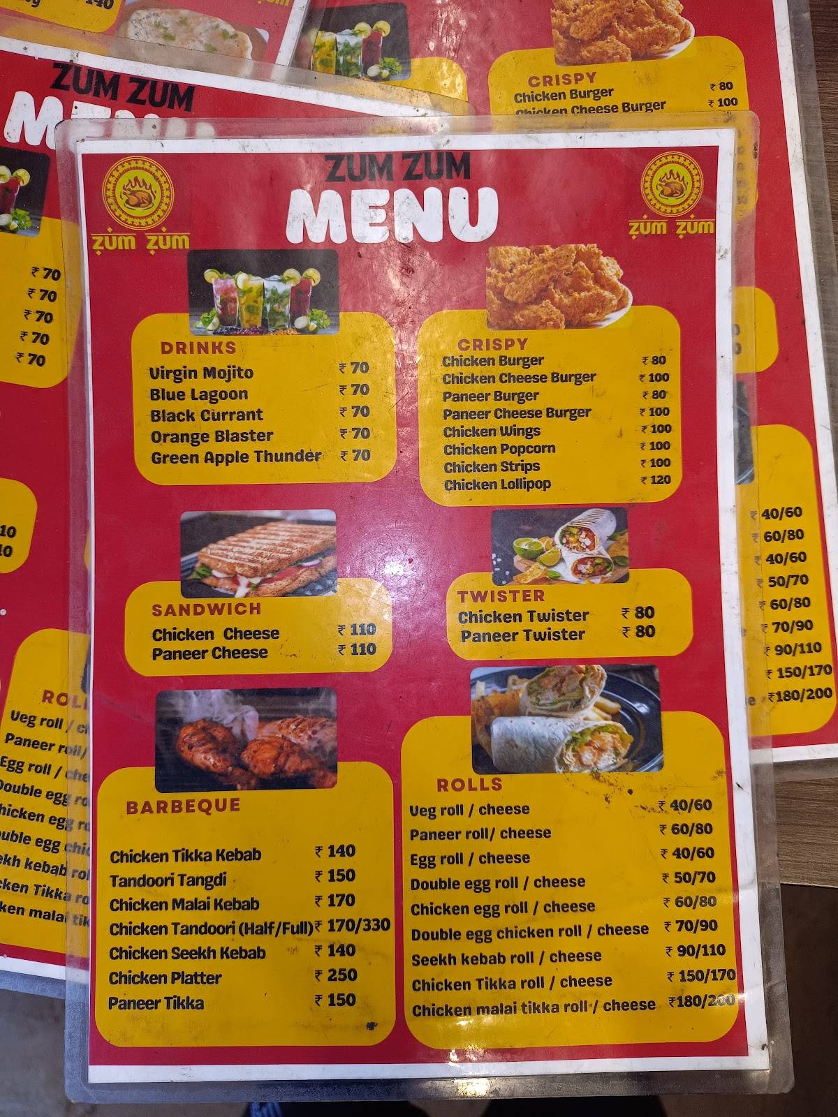 Zum Zum Fast Food menu