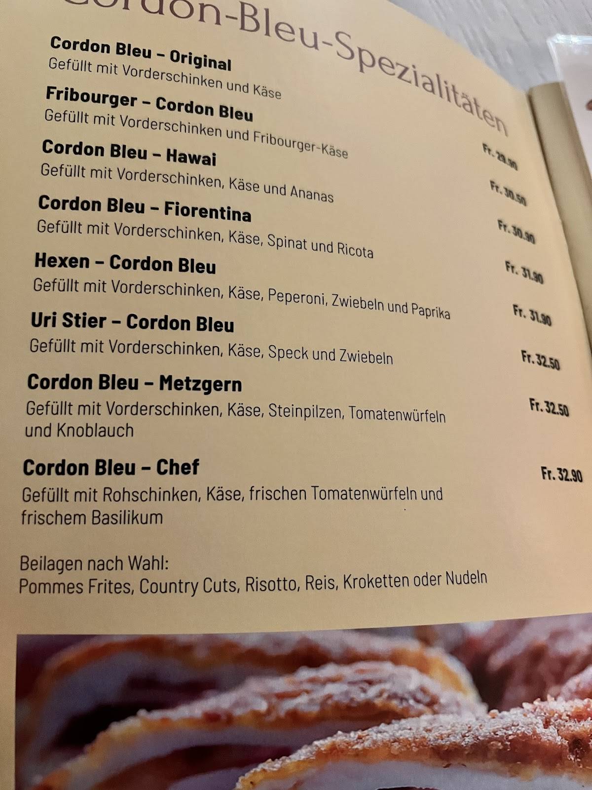 Menu di Zunfthaus zu Metzgern 