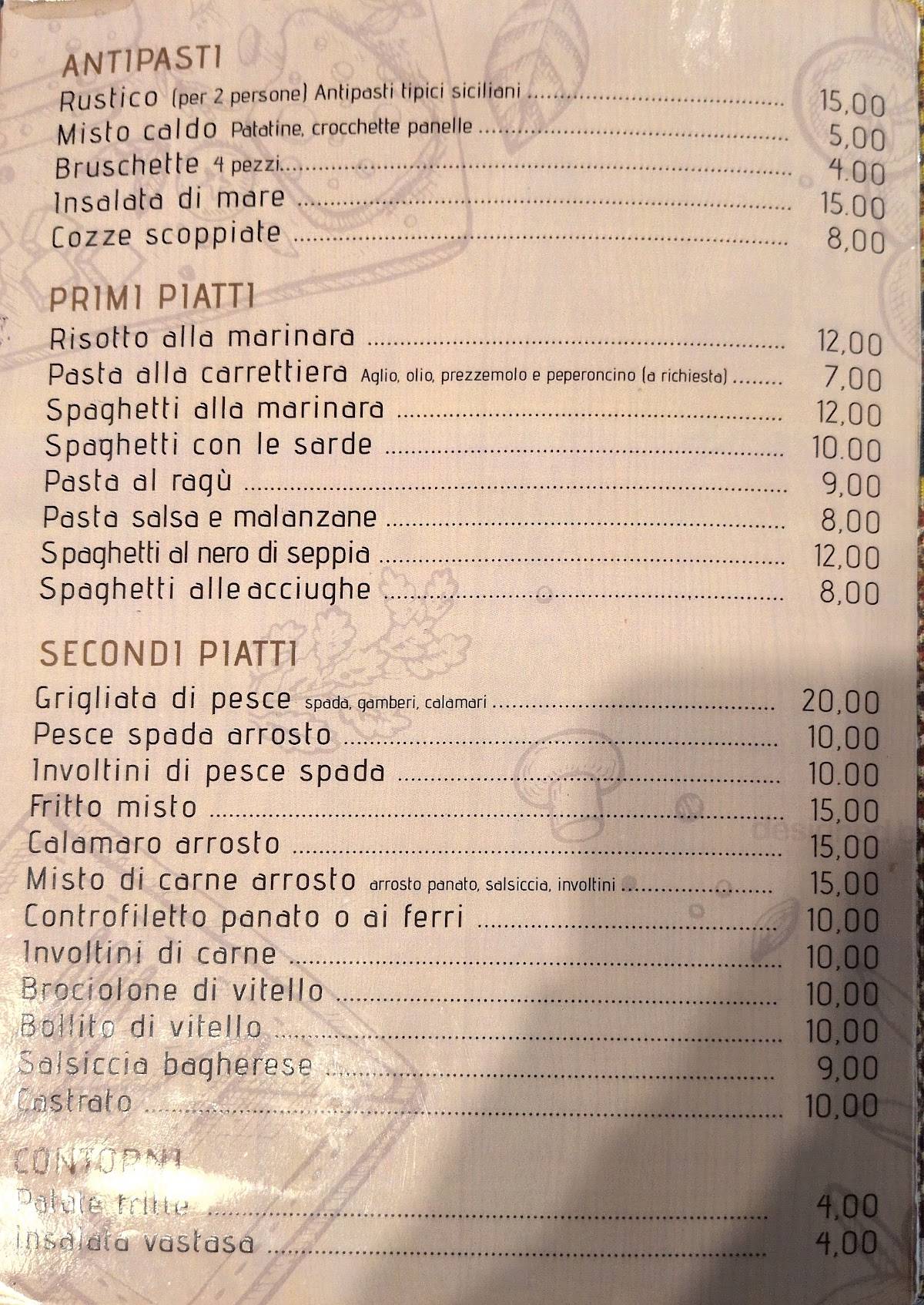 Menu di Zza' Maria 