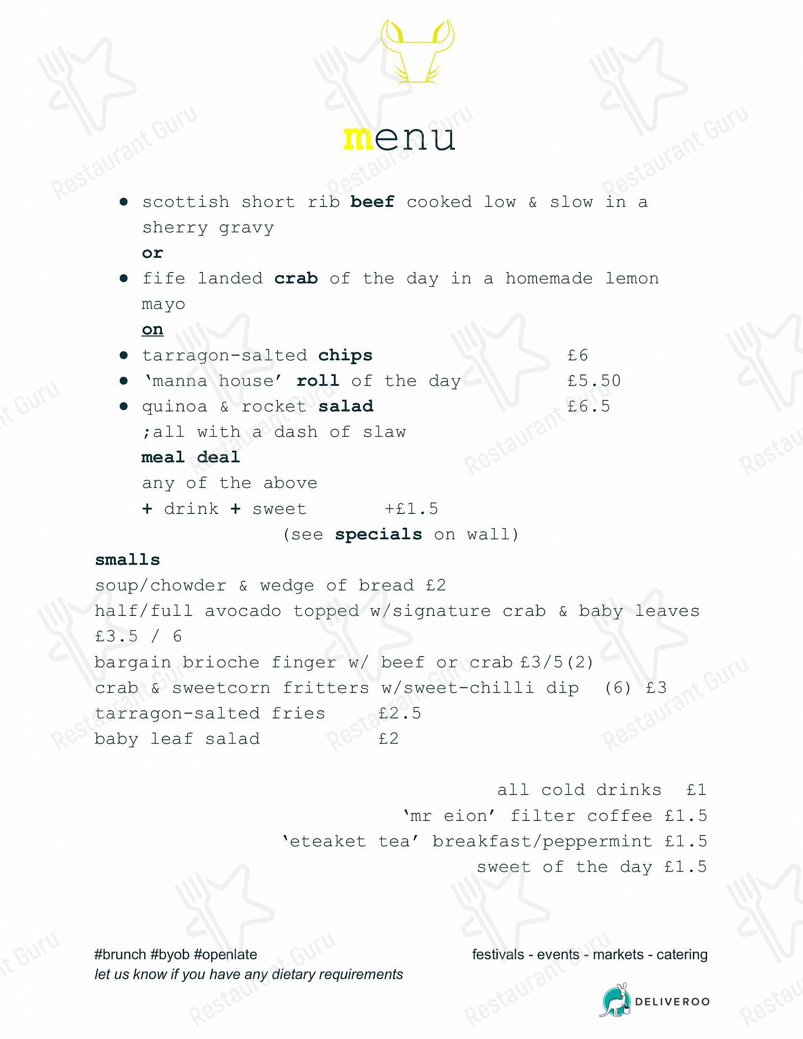 Menu at barnacles & bones, Edinburgh, 125