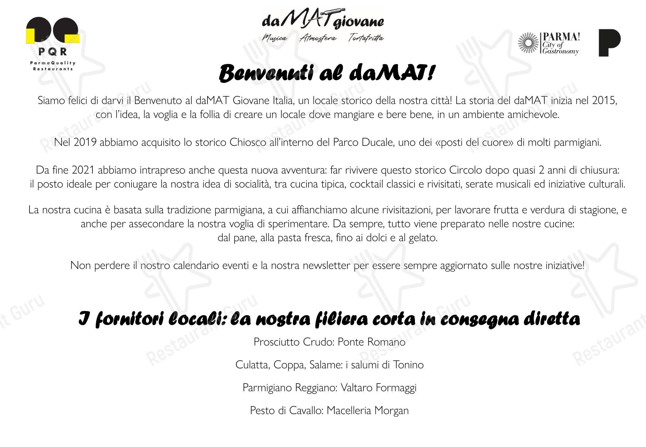 Menu per daMAT Giovane Italia ristorante