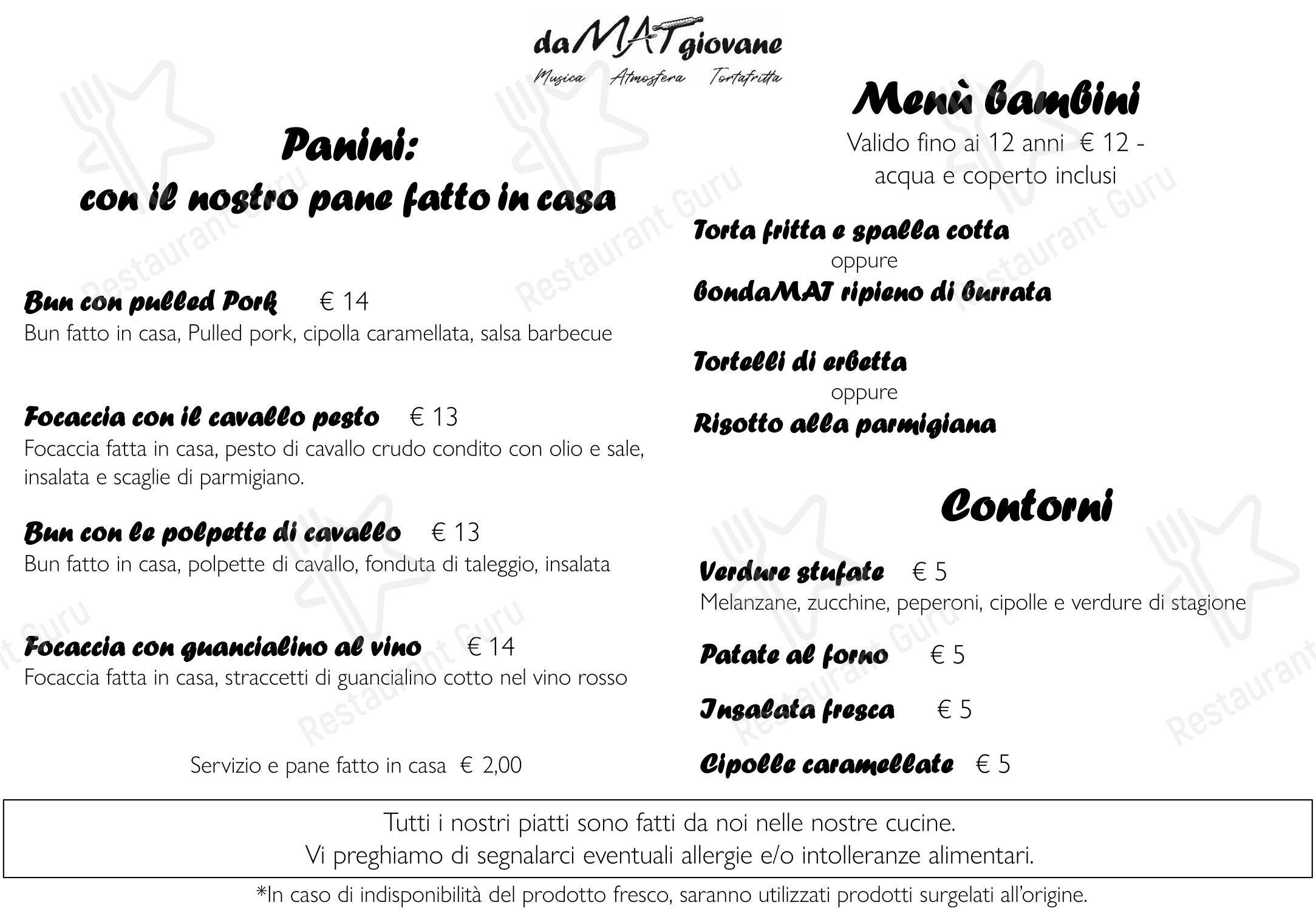 daMAT Giovane Italia in Parma - Menu