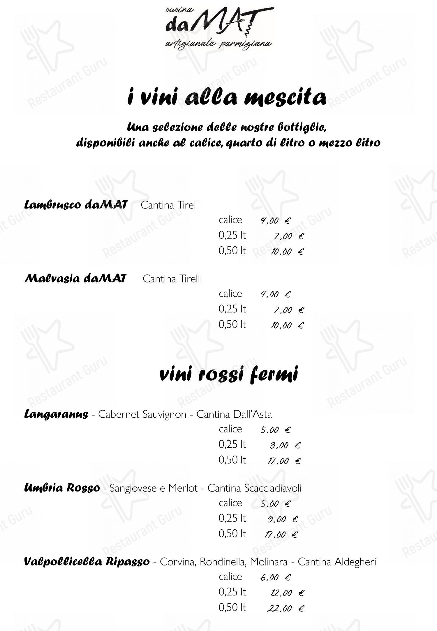Menu di daMAT Giovane Italia - Menu bar