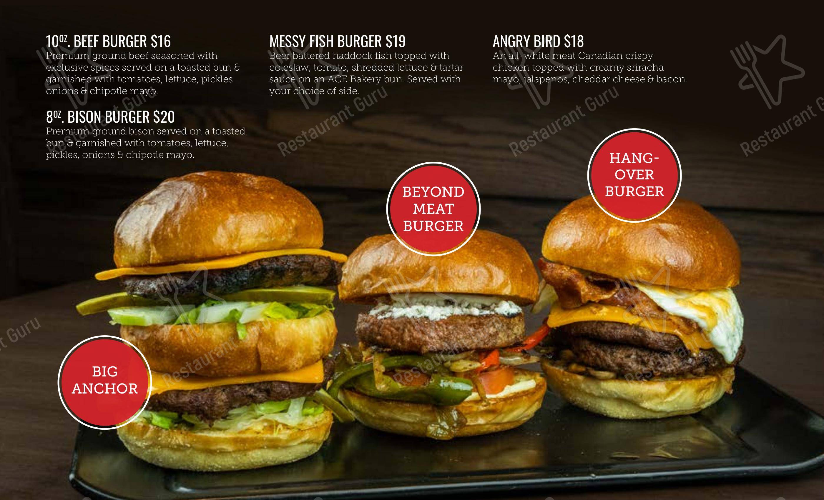 Menu at Anchor Point Fusion Bar & Grill, Courtice