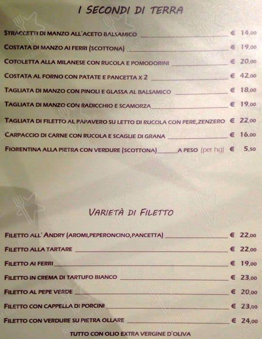 Menu de Andry