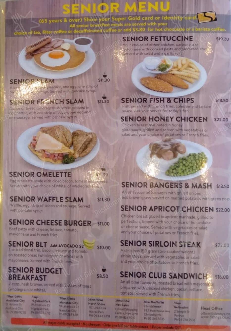 Denny's Hobson Street menu