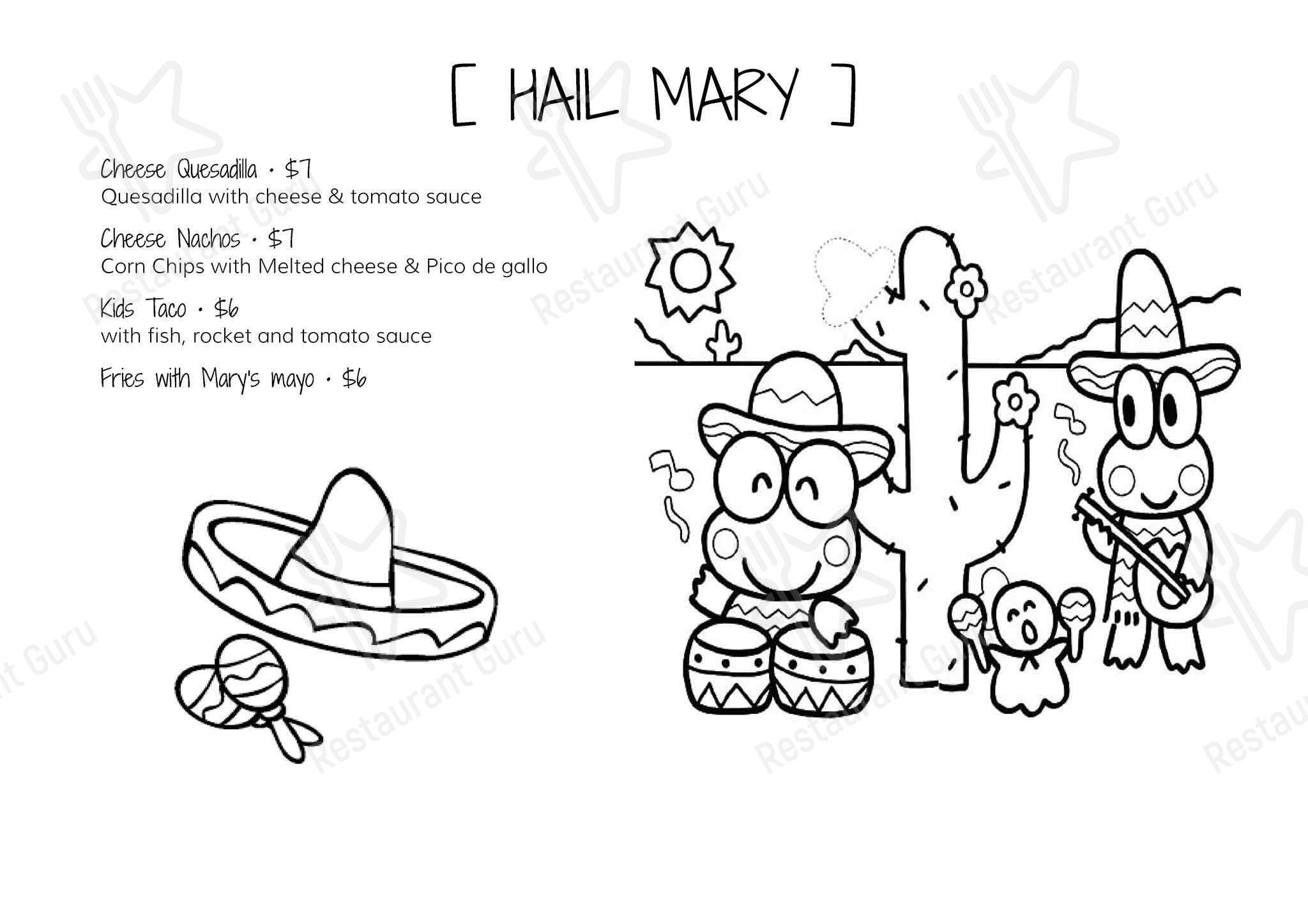 Hail Mary menu