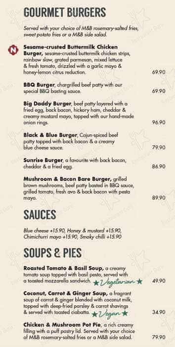 Menu de Mugg & Bean