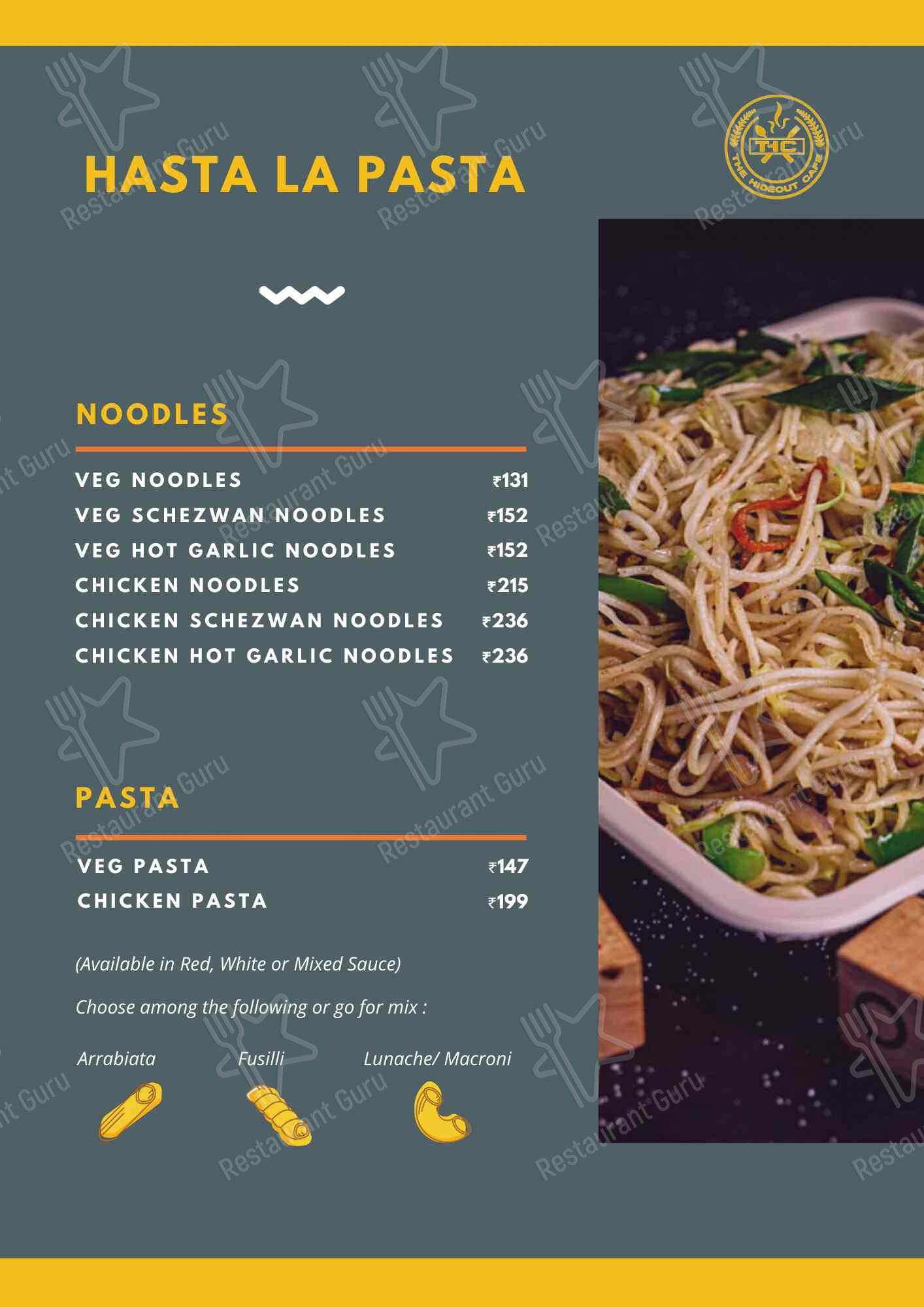 THE HIDEOUT CAFE menu