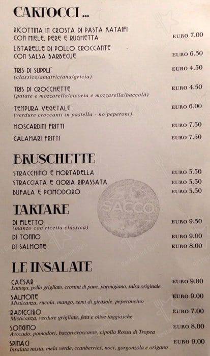 Menu de The Place by Sacco Bistrot