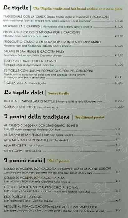 Saluti da Modena menu