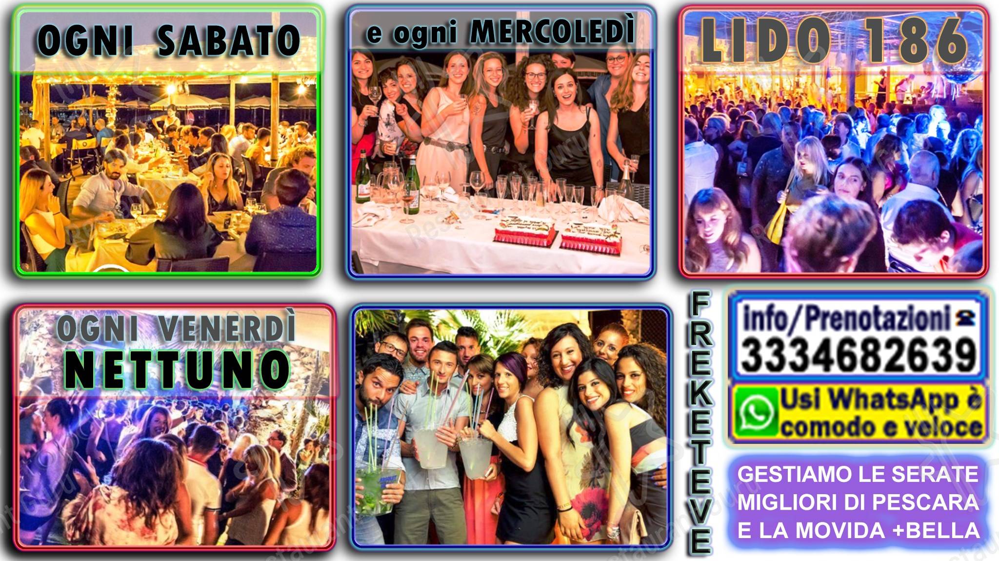 Menu di freKeteve Club Serate a Pescara Eventi Cena Spettacolo Ballo Musica Live Disco in locali Discoteche 