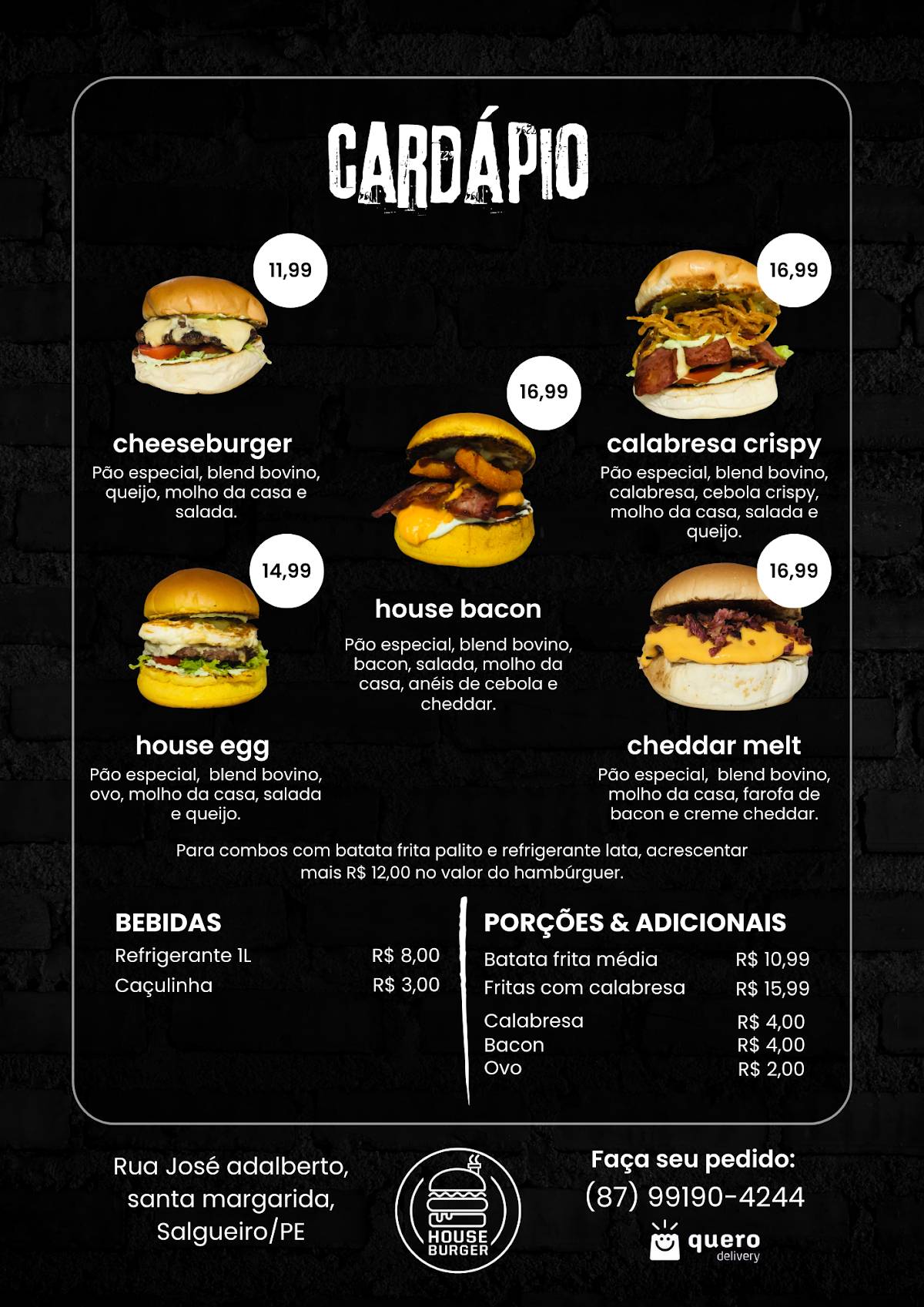 house burger cardápio