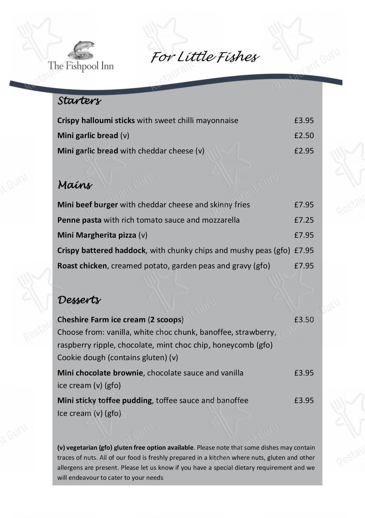 Menu at The Fishpool Inn pub & bar, Delamere