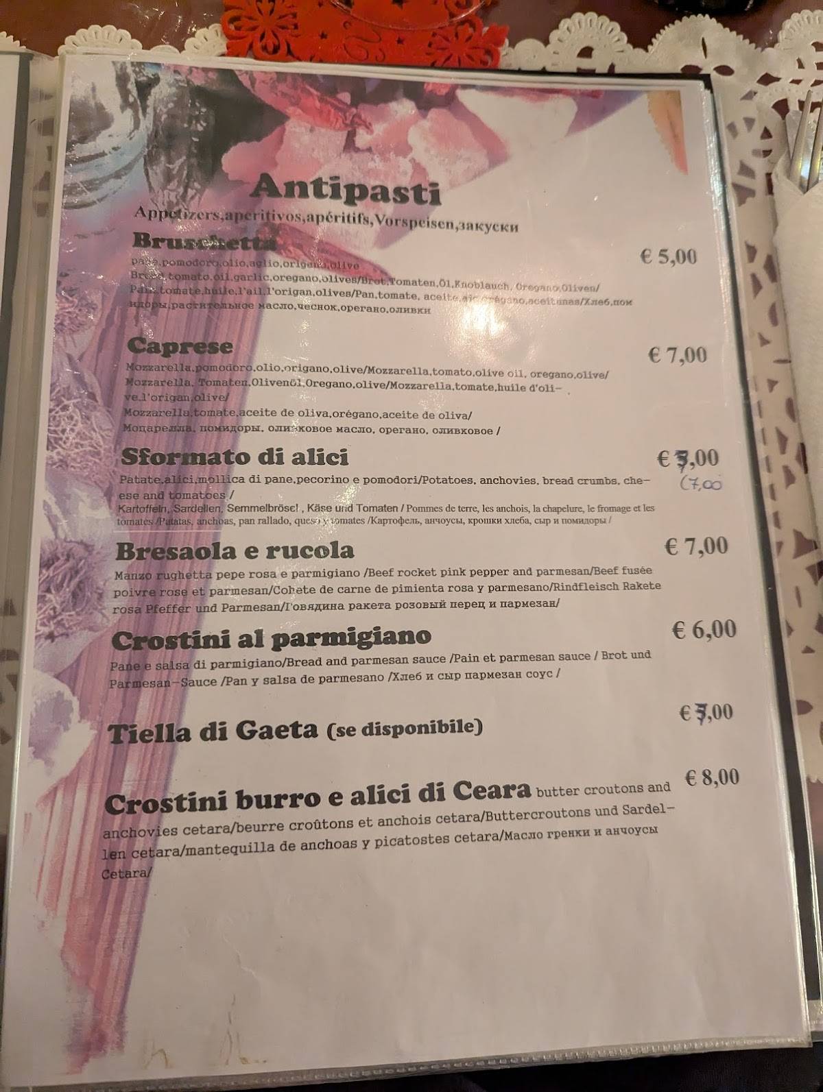 Menu di kitchen Alimentari italian food 