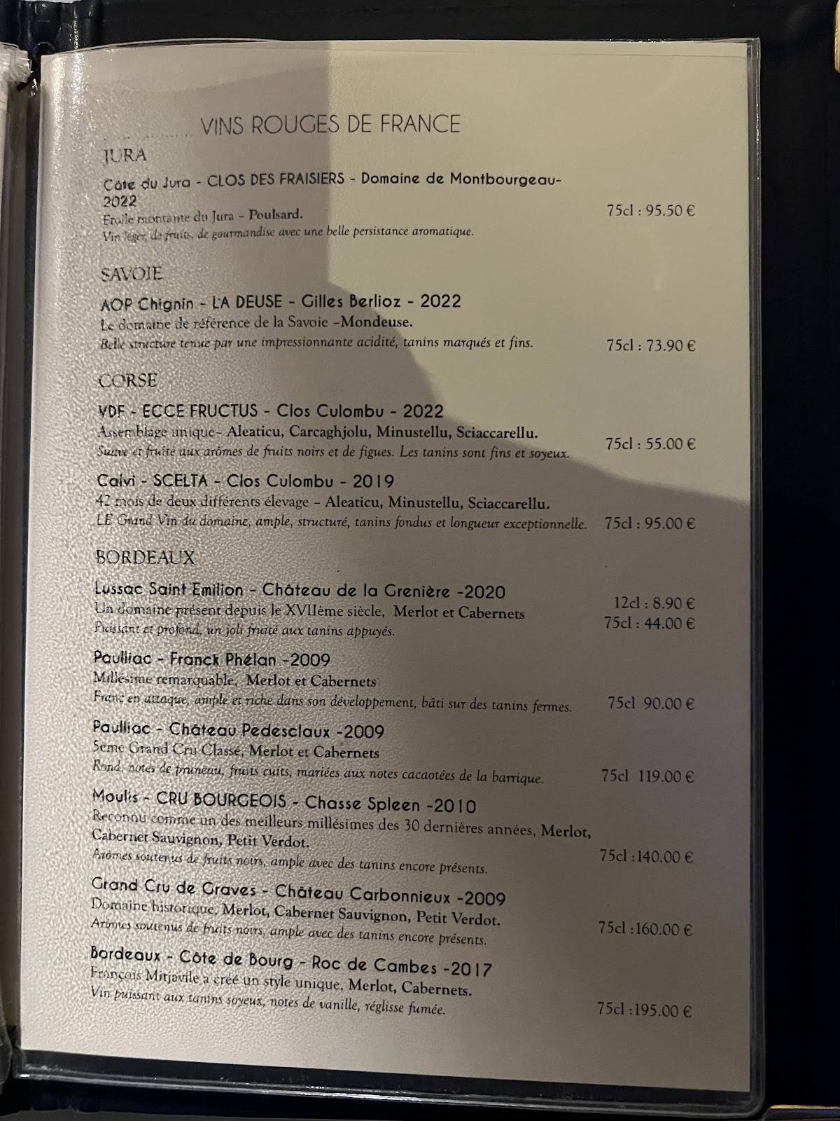 Menu de l'Astrolabe