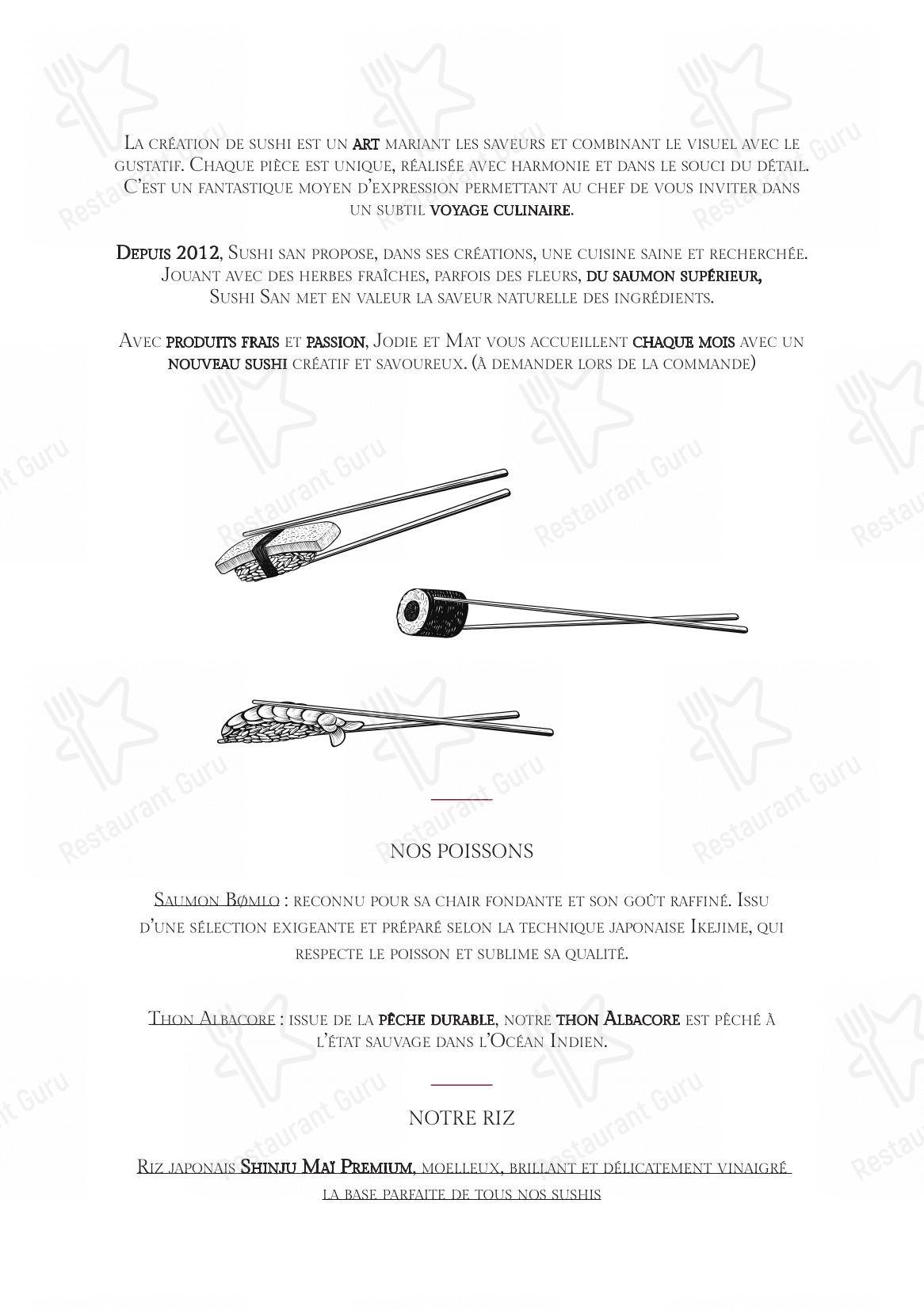 Menu pour Sushi San Labenne dans Labenne