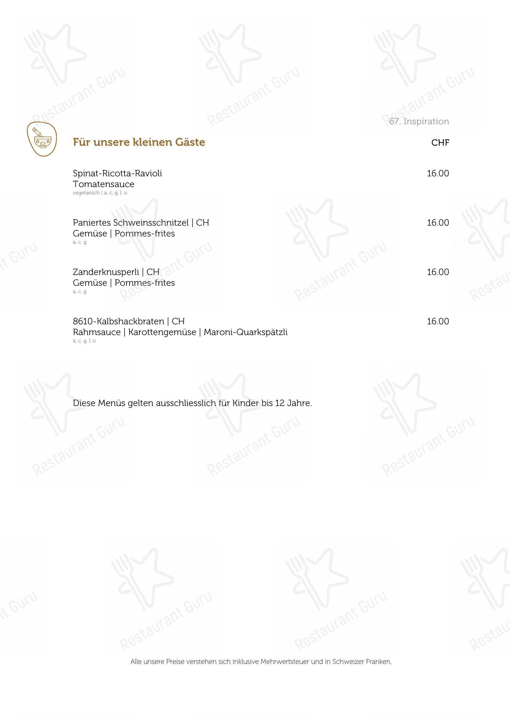 Menu per 8610 Restaurant in Uster