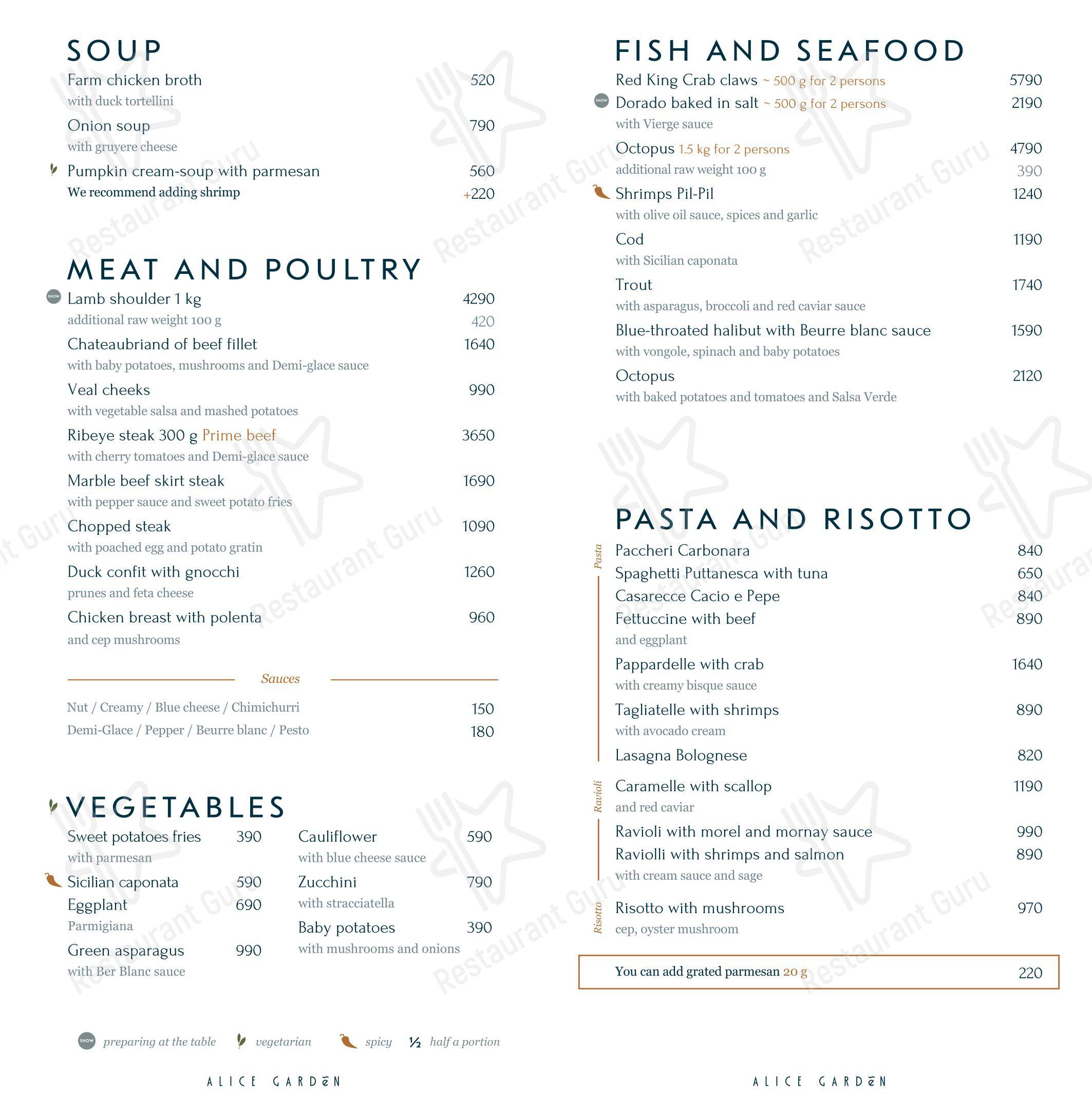 Menu pour Alice Garden - Коктейльная карта