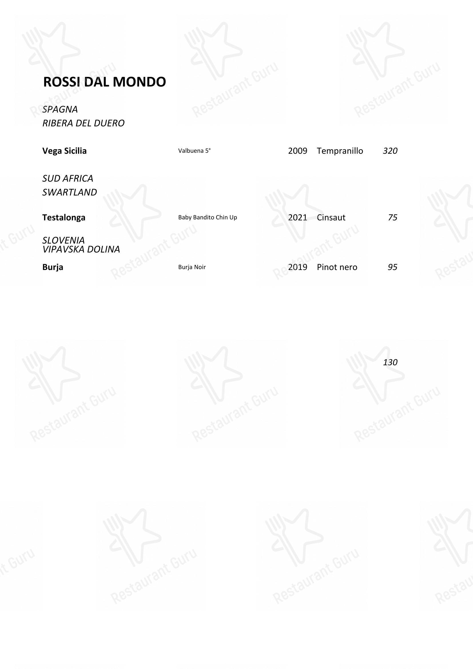 Menu di Balzi Rossi - pasti e bevande