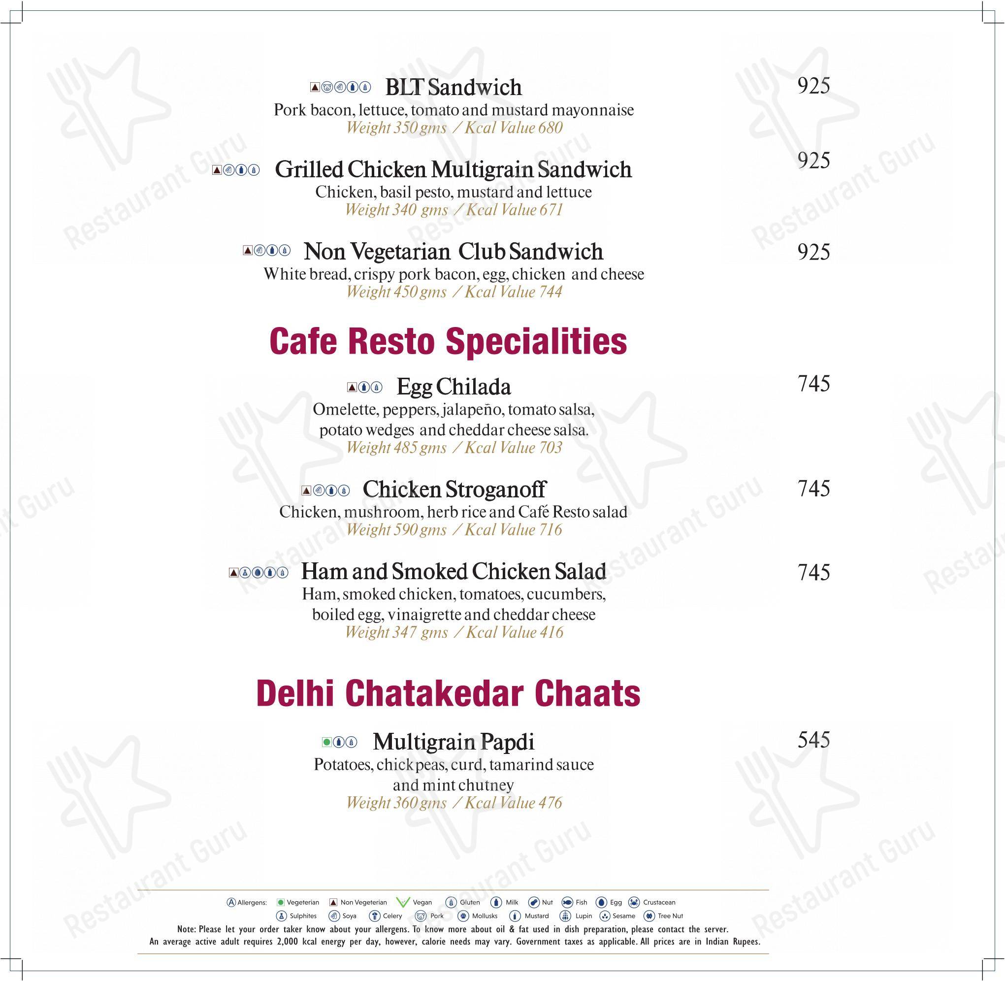 Cafe Resto - Menu