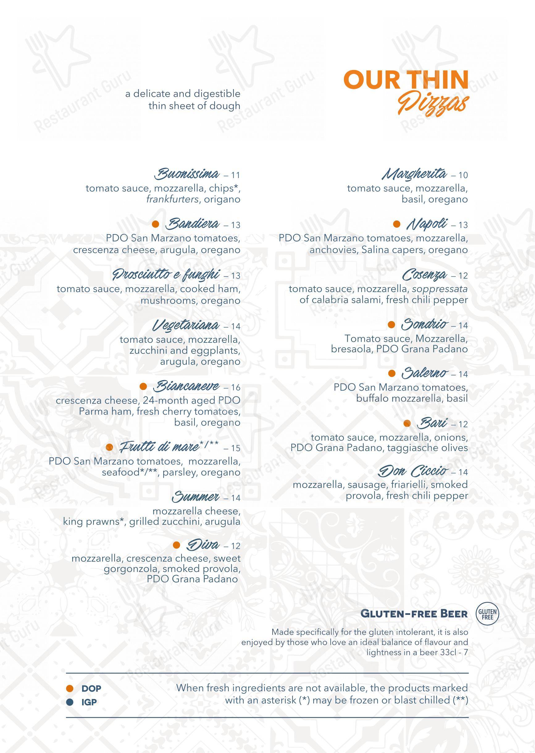 Menu bar per Clapsy Torino pizzeria