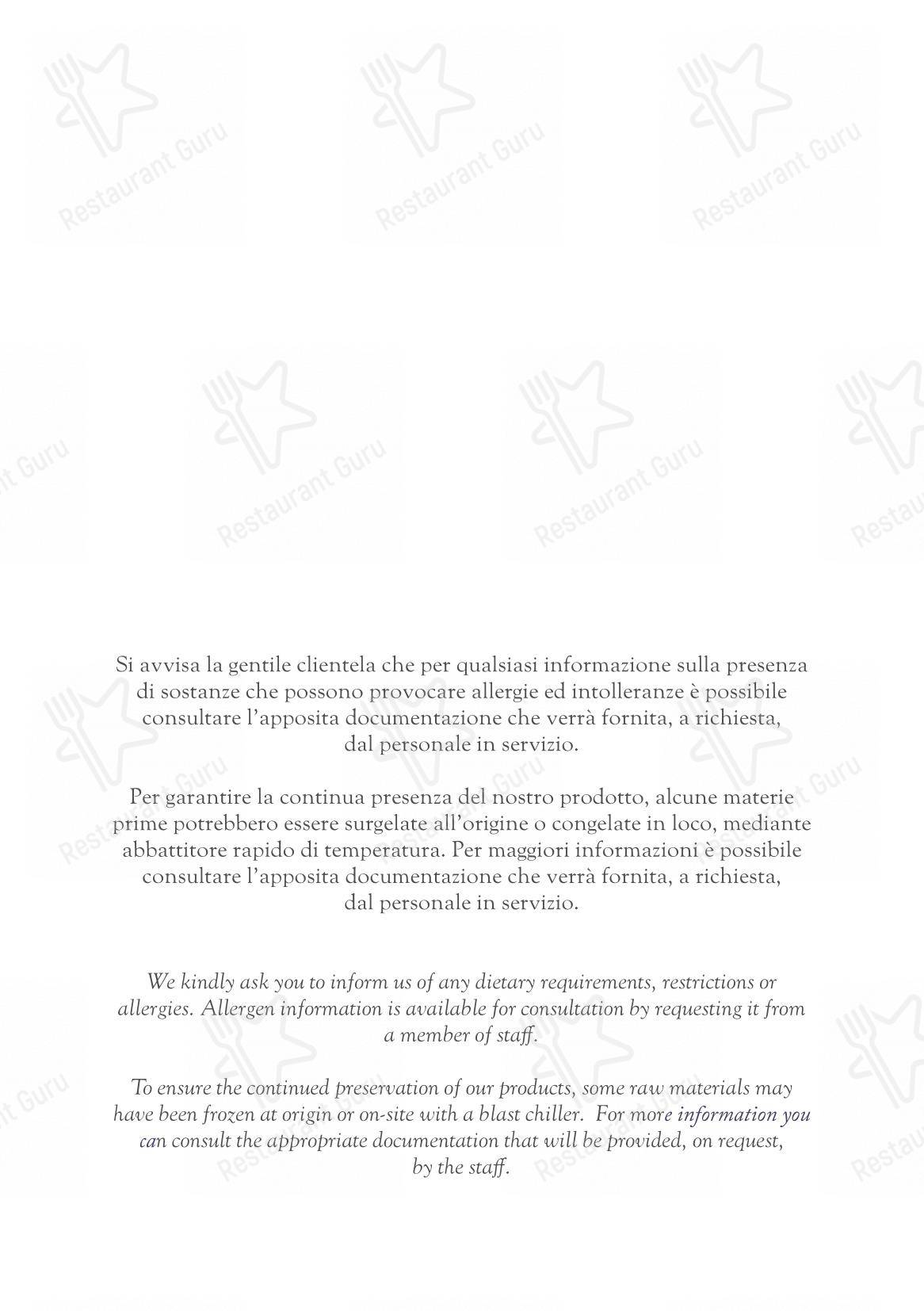 Menu di Cova Montenapoleone - Menu