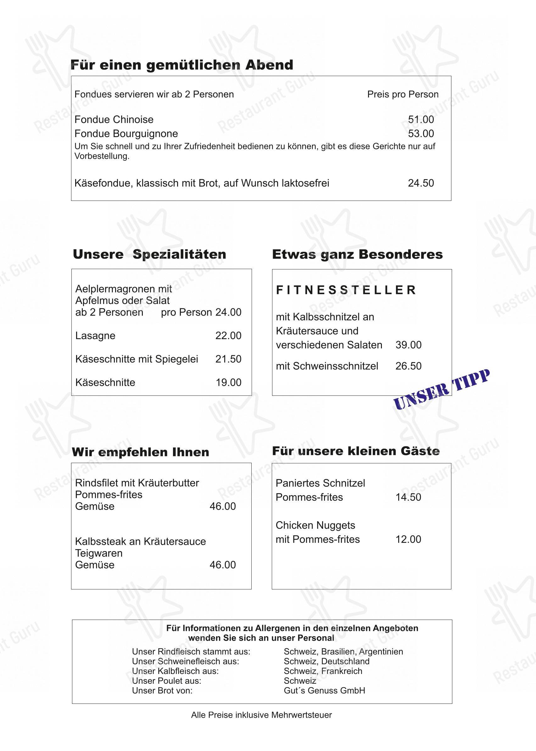 Menu di Restaurant Ende der Welt - Menu bar
