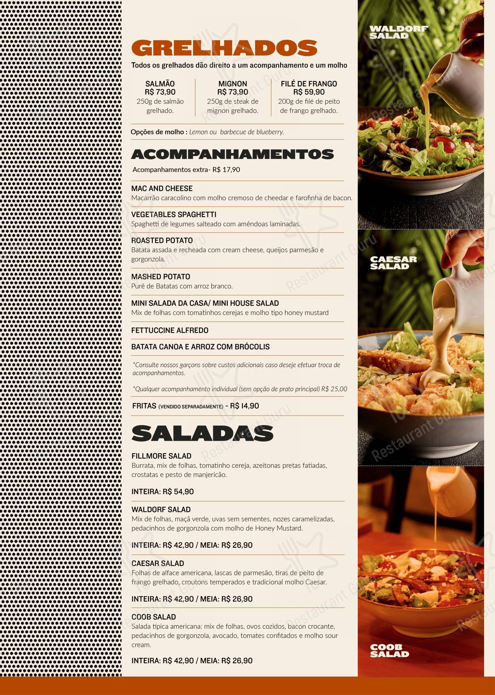 Menu para FILLMORE Ipiranga restaurante