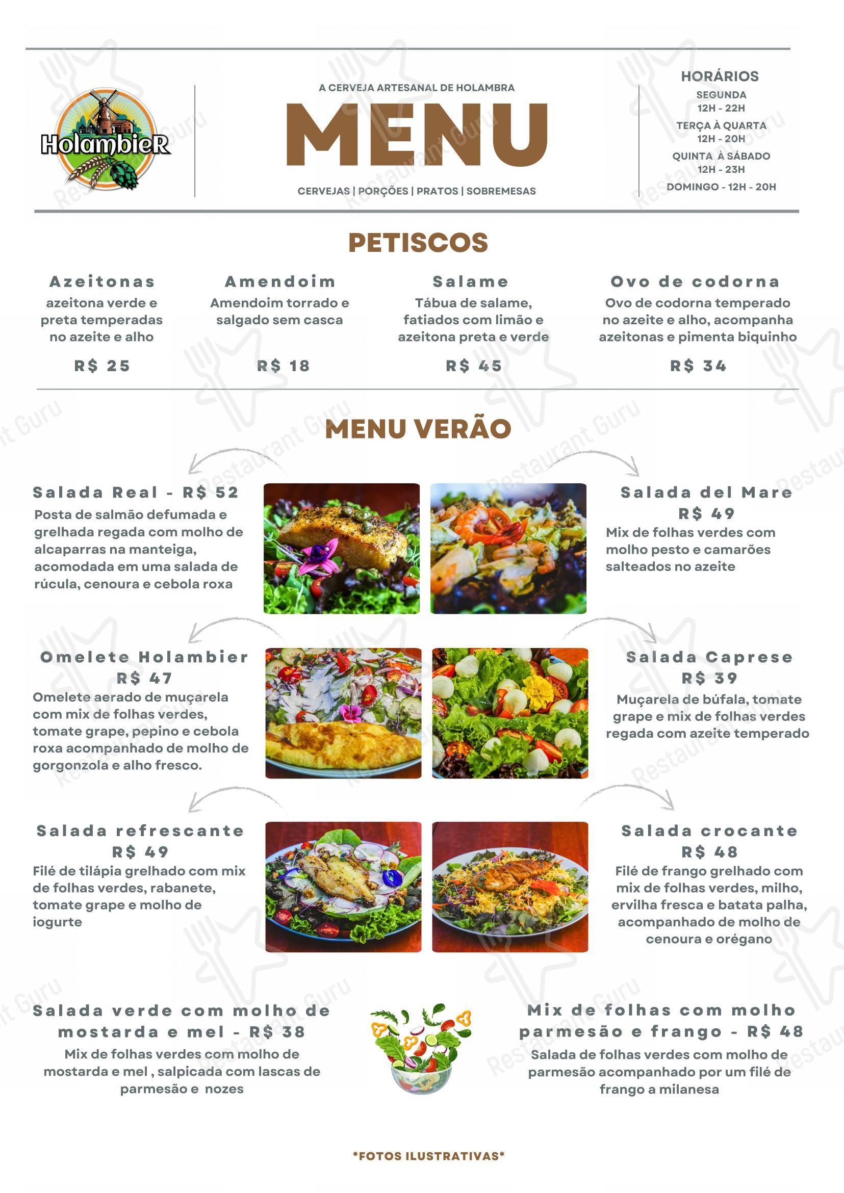 Holambier em Holambra - Menu