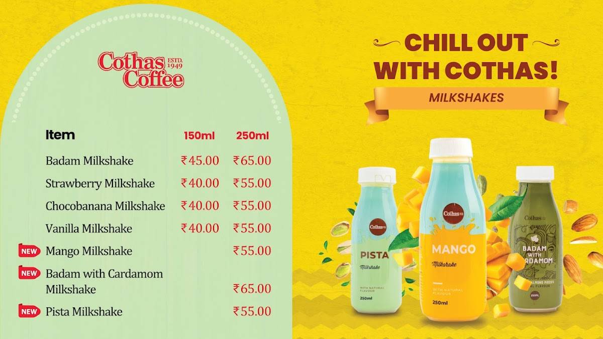 Cothas coffee menu