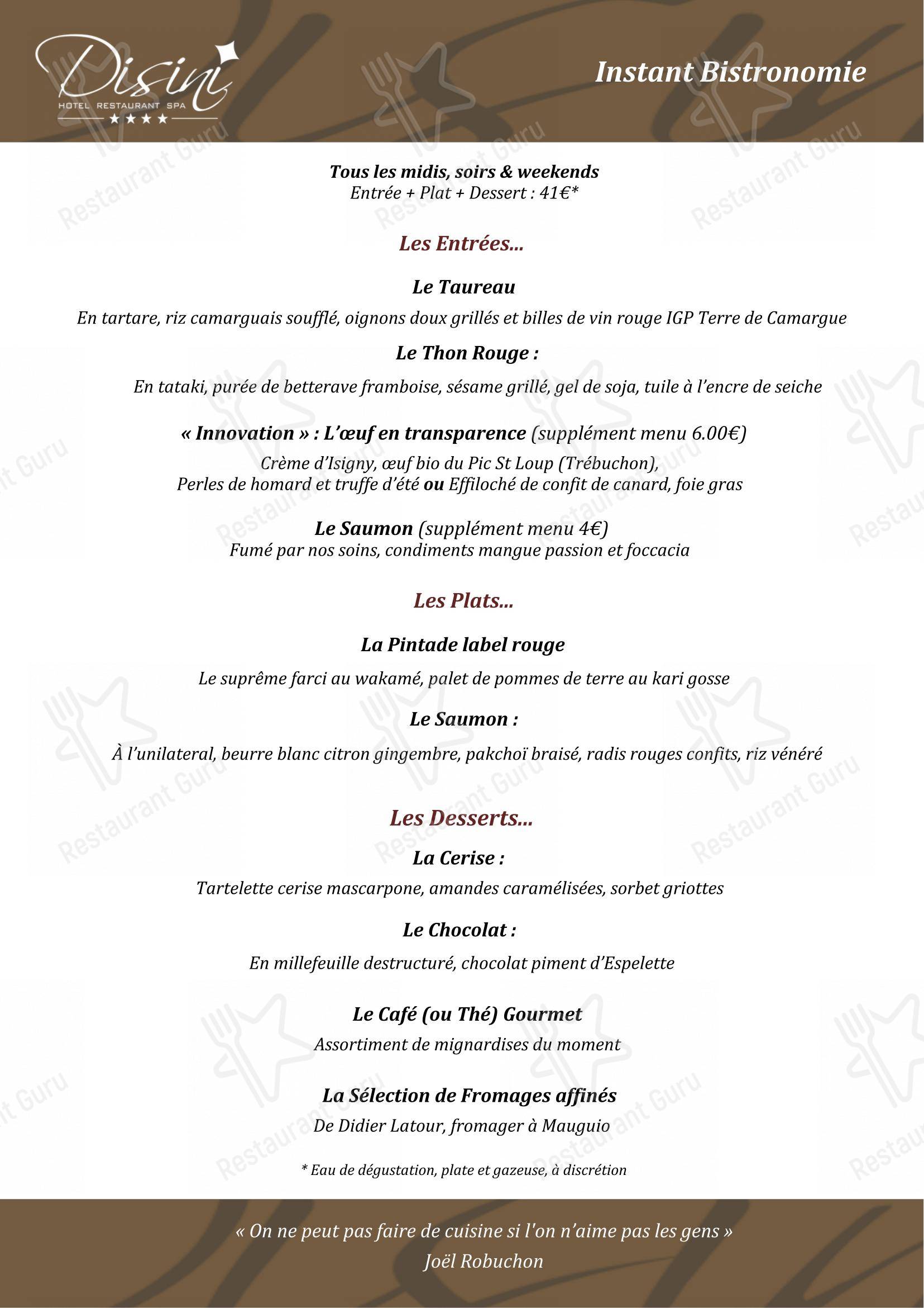 Menu pour Disini - Lunch Menu