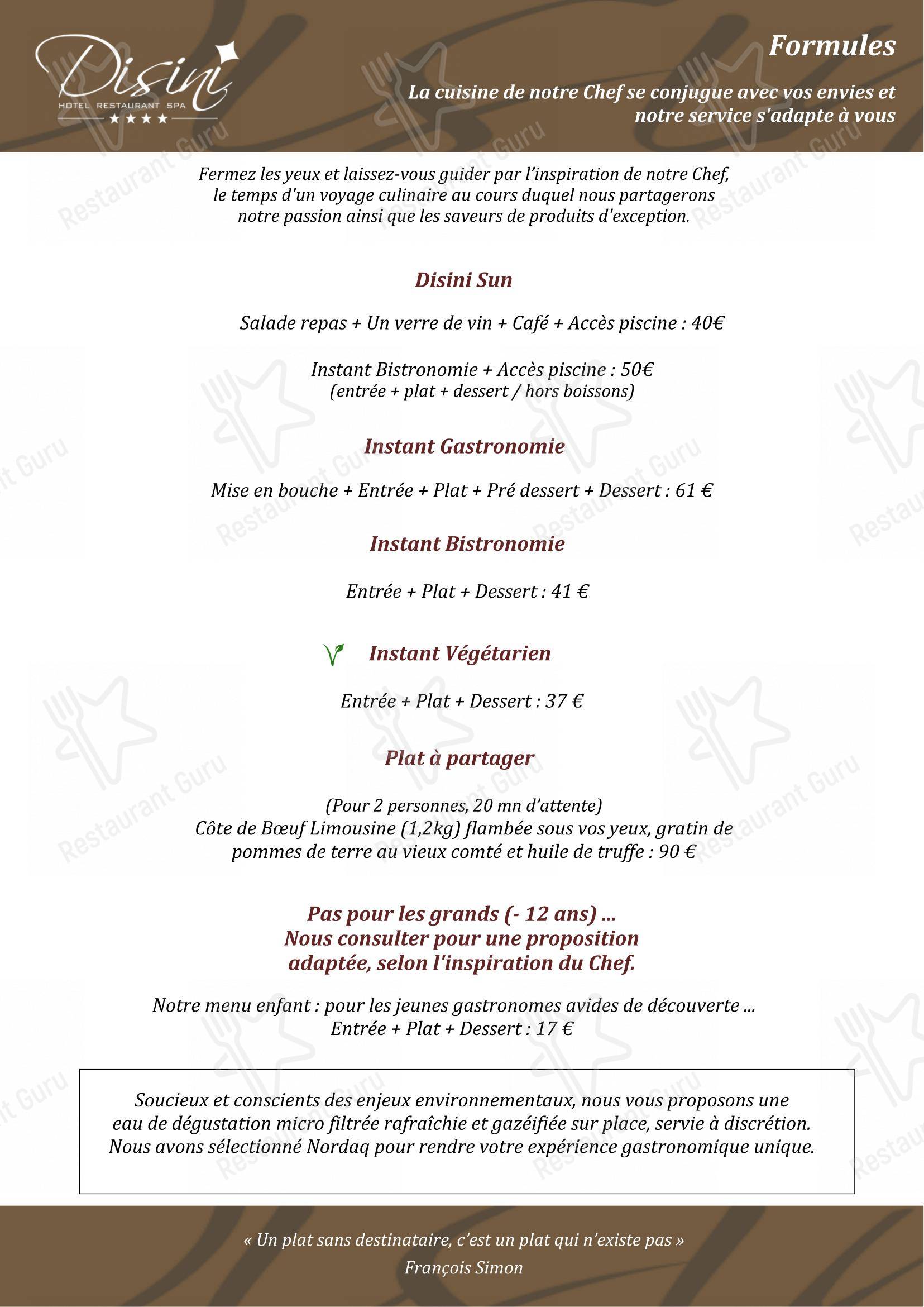 Коктейльная карта pour Disini restaurant