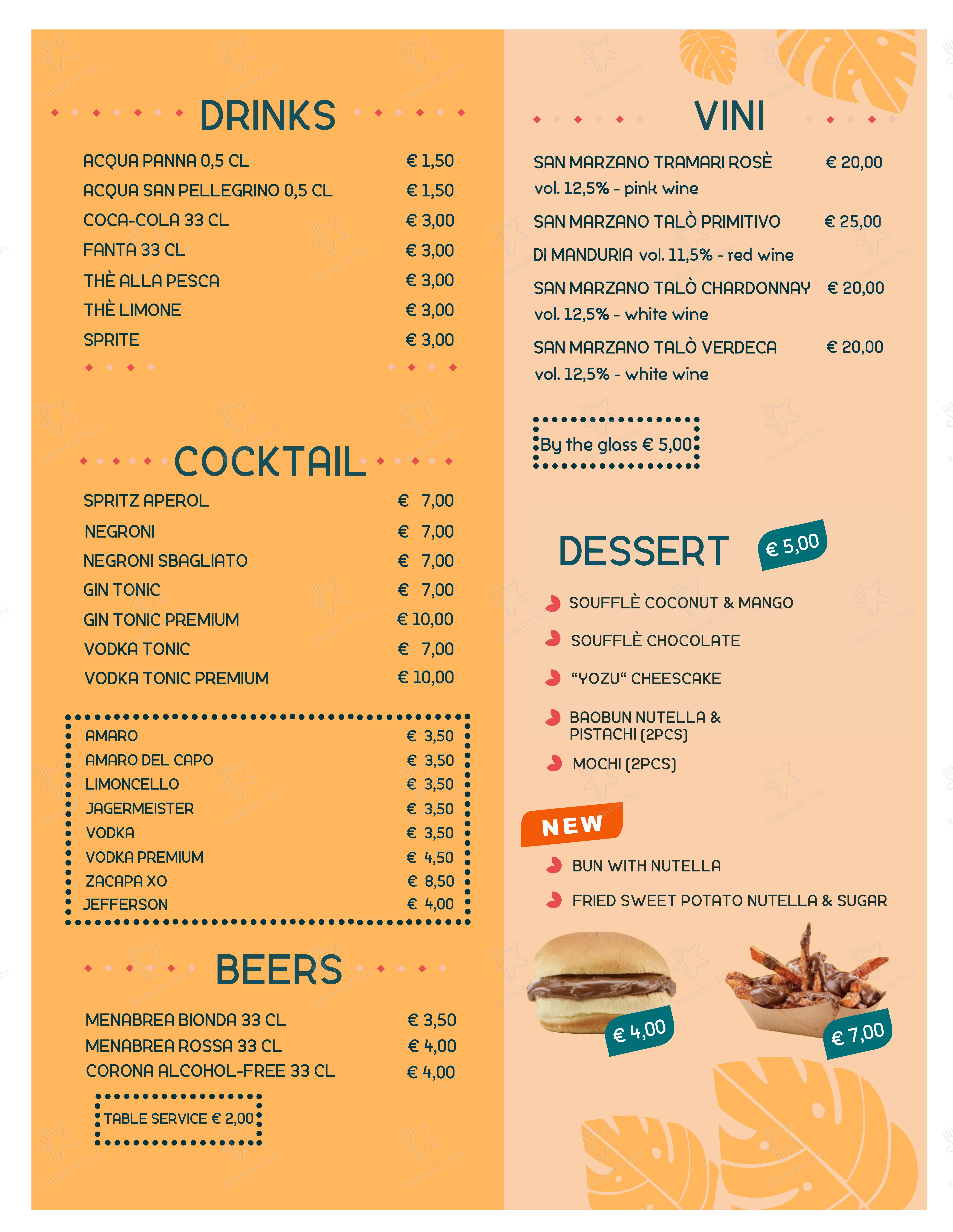 Menu di Hula Hawaiian Restaurant - Menu bar
