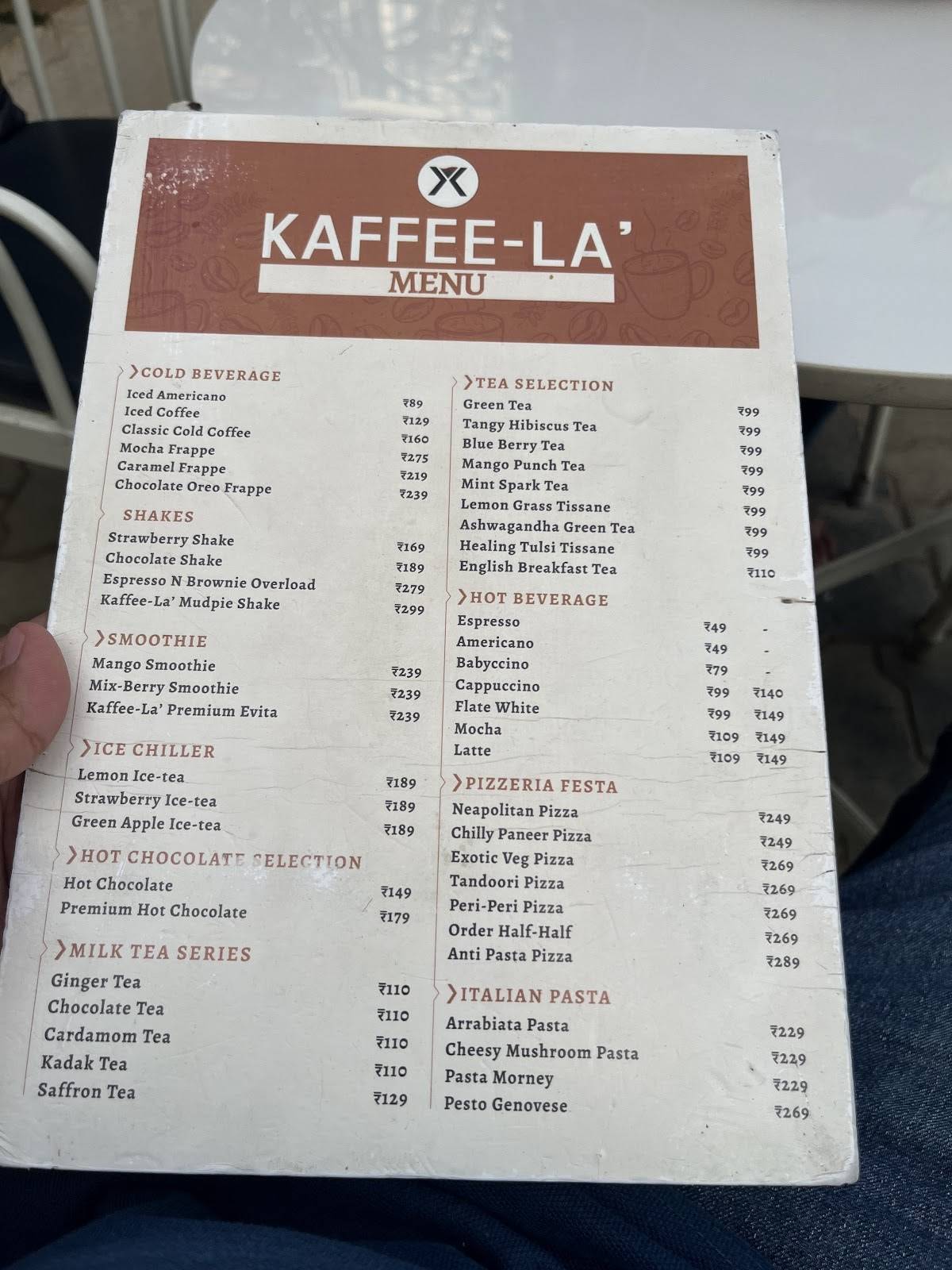 Kaffee-La' menu