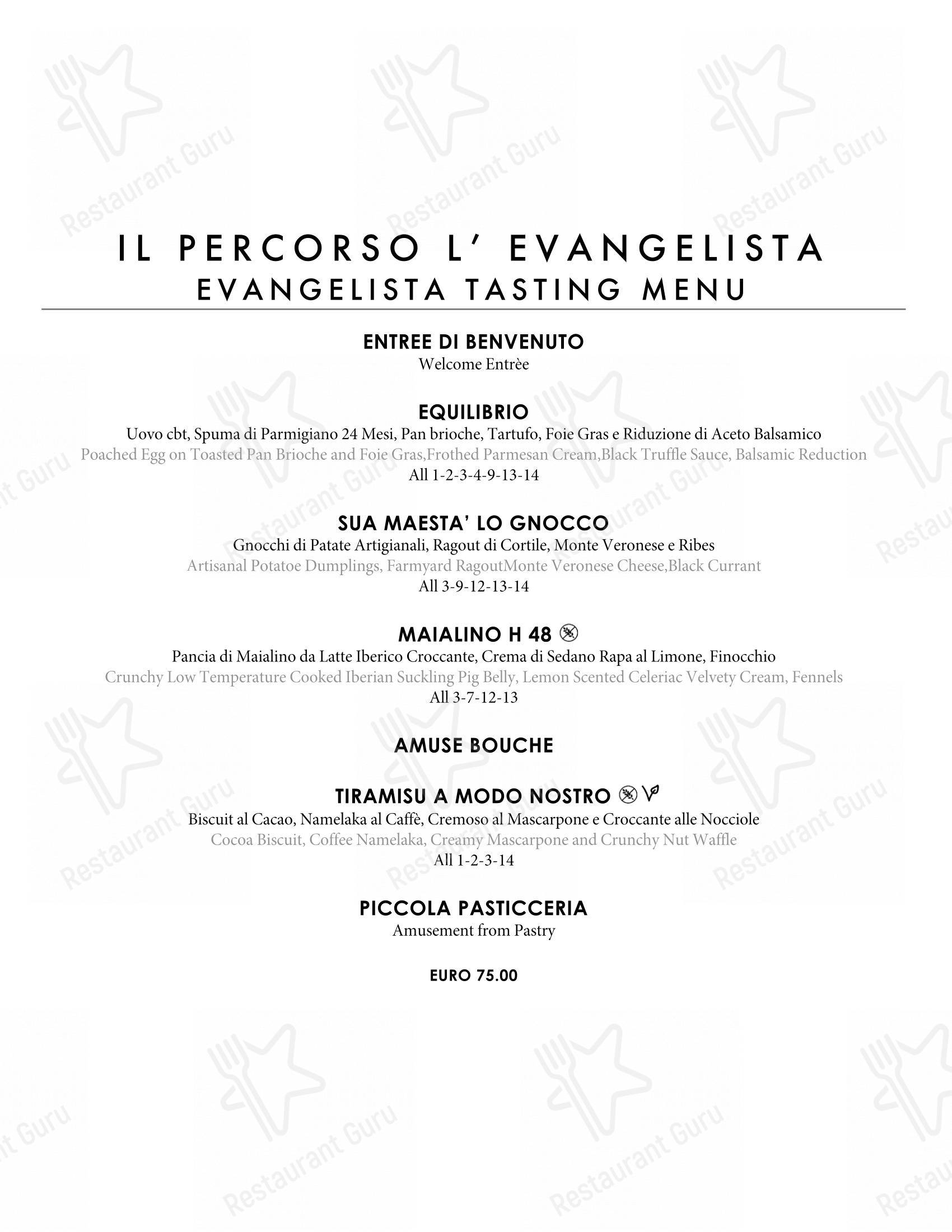 L'Evangelista Ristorante & Enoteca in Verona - Основное меню