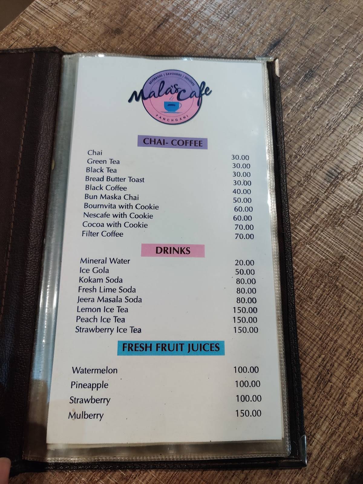 Mala's Restaurant and Factory menu