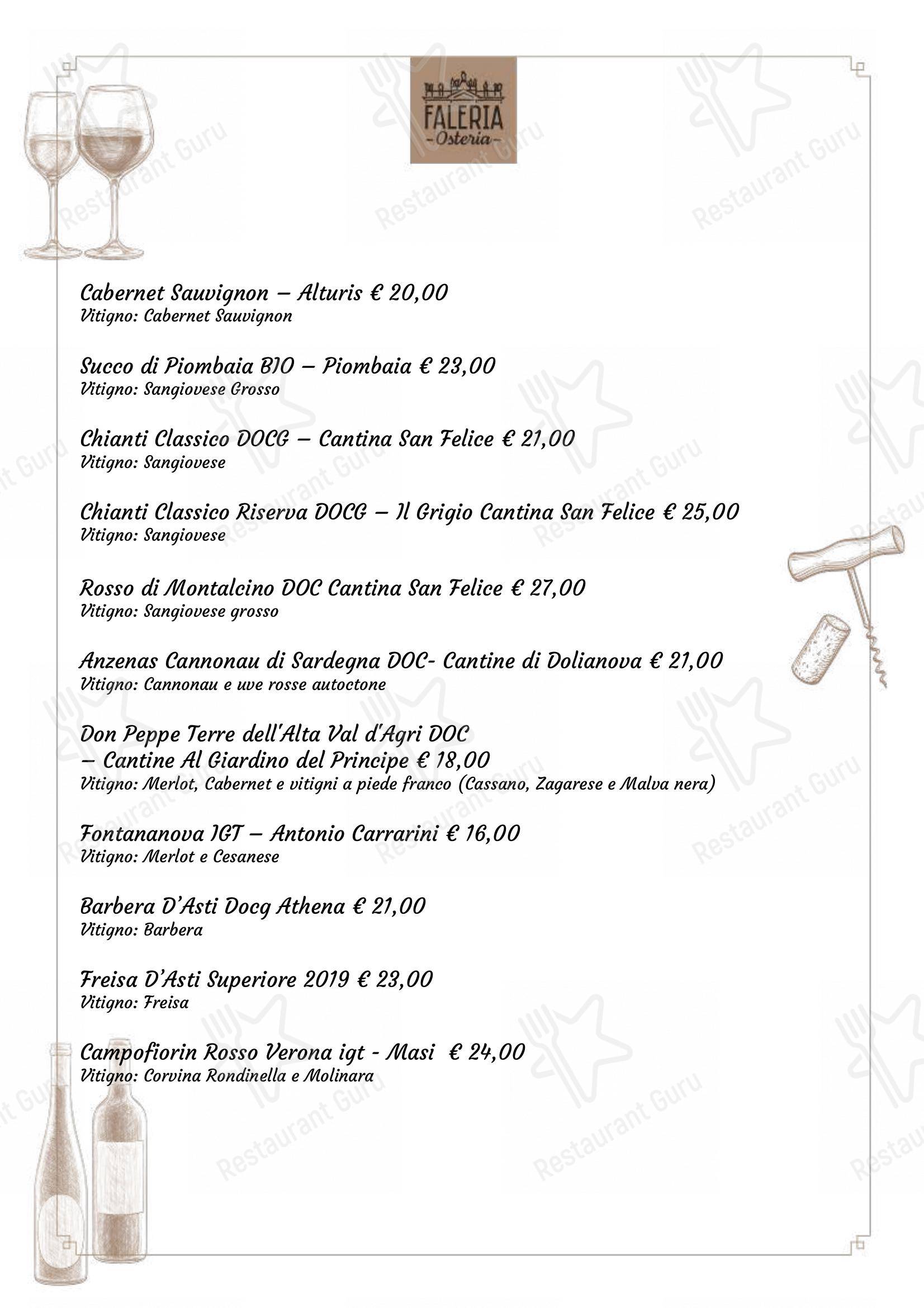 Osteria Faleria in Roma - Menu