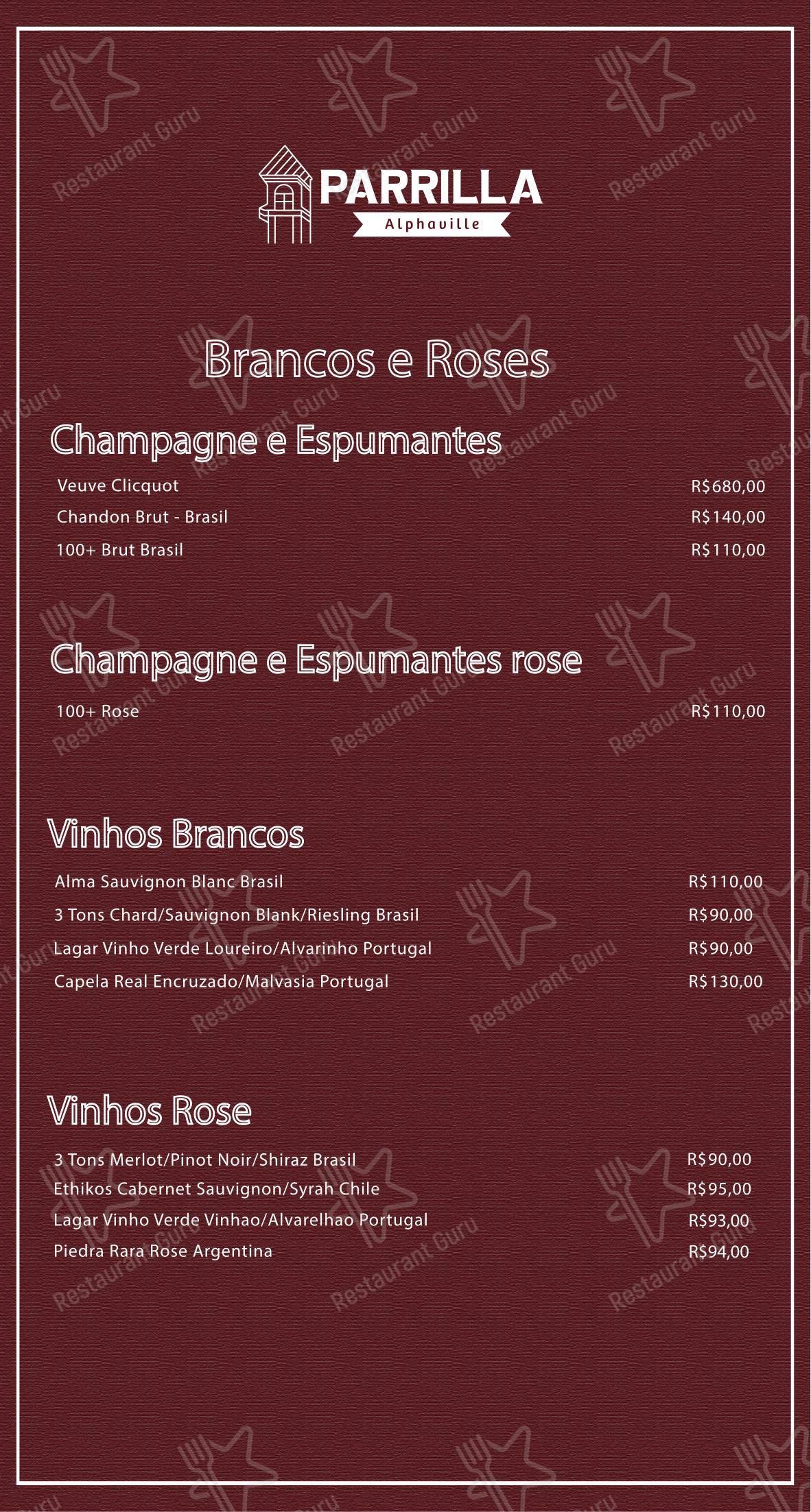 Menu bar para Parrilla Alphaville em Nova Lima