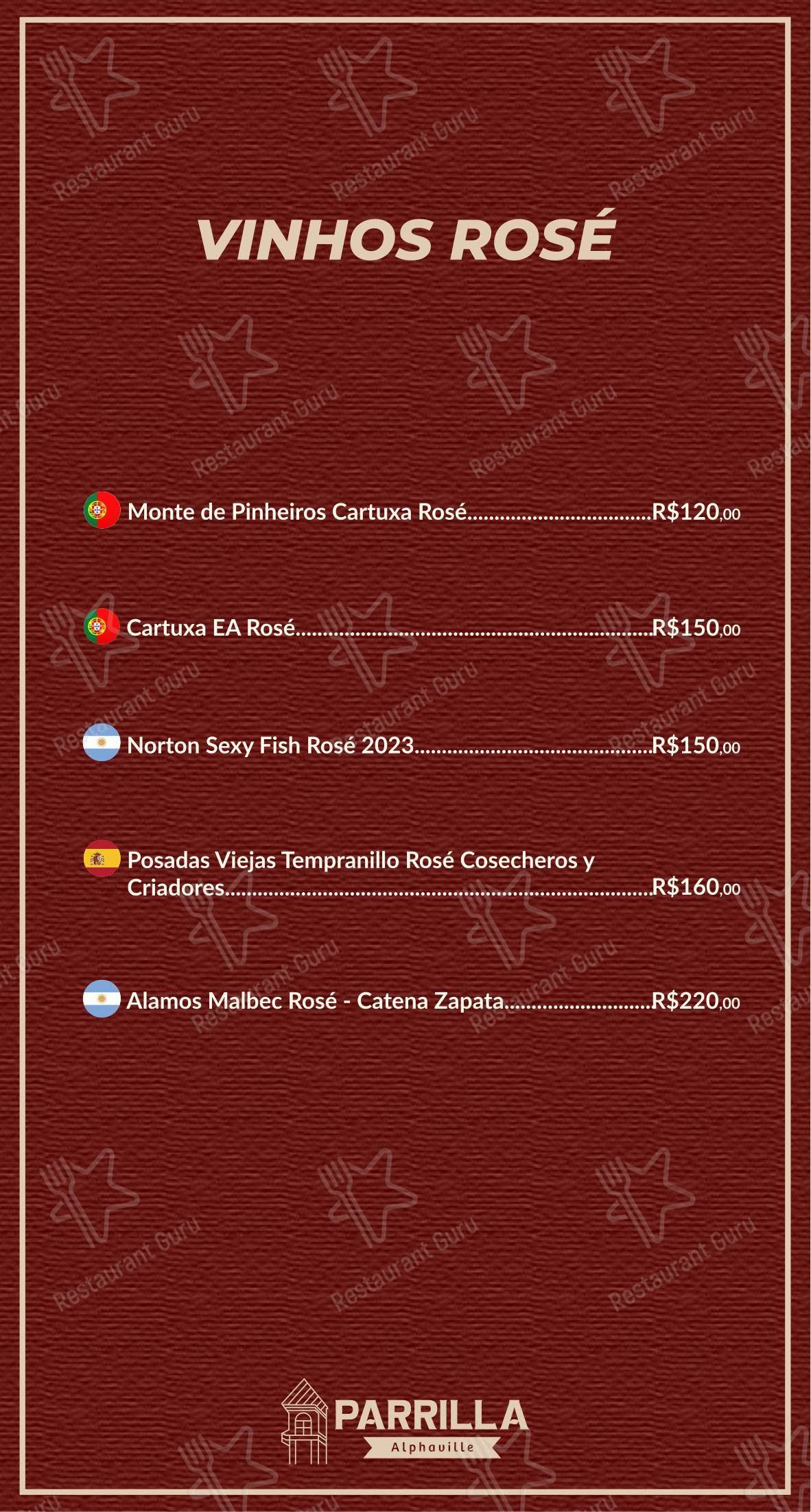 Parrilla Alphaville em Nova Lima - Menu