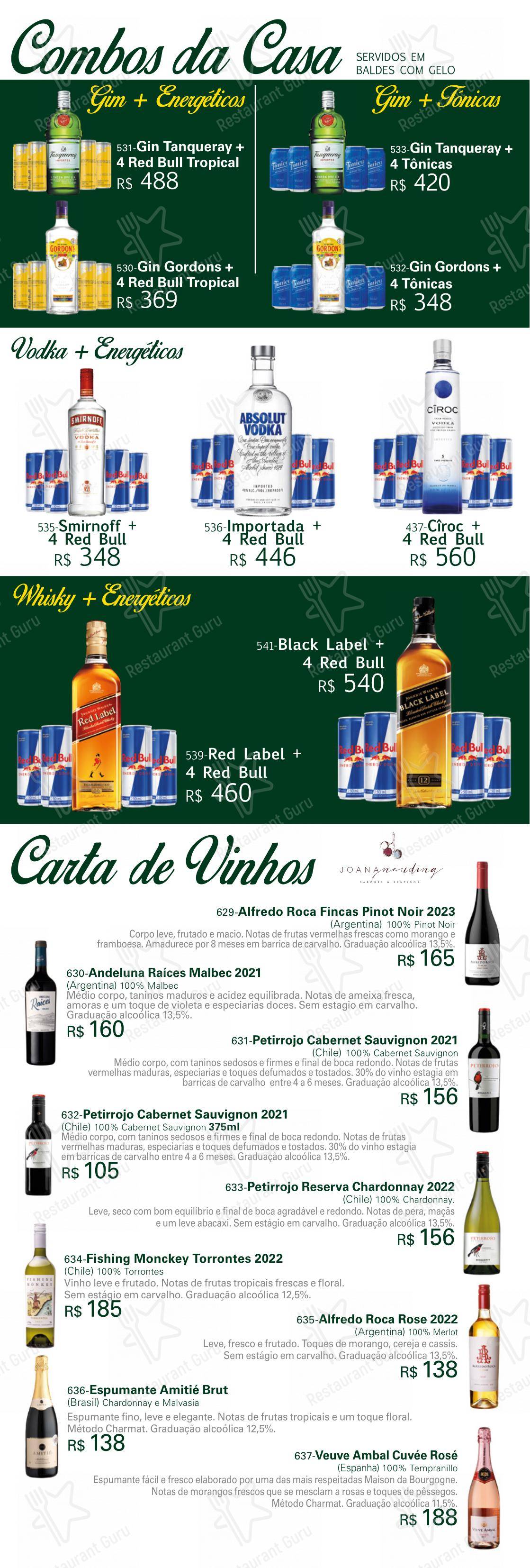 Cervejaria Patriarca em São Paulo - Menu