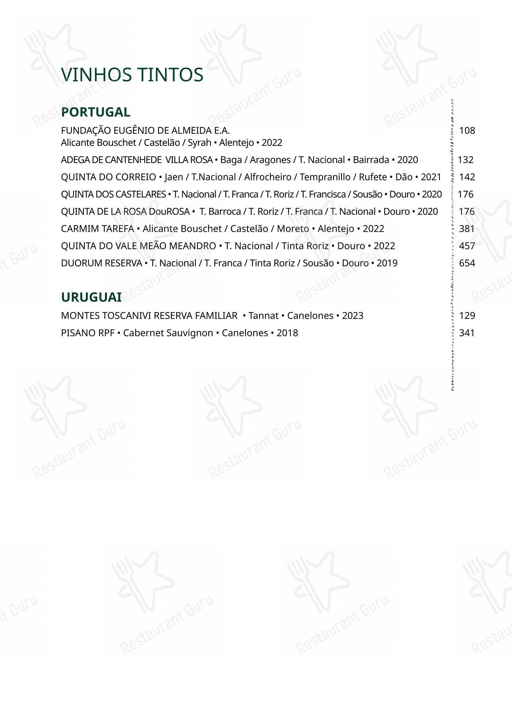 Ráscal Higienópolis em São Paulo - Wine Menu