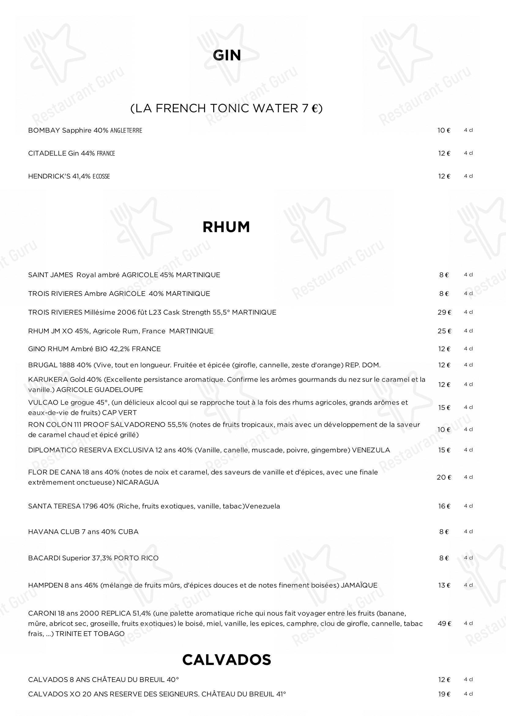 Коктейльная карта pour Restaurant Brigitte dans Paris