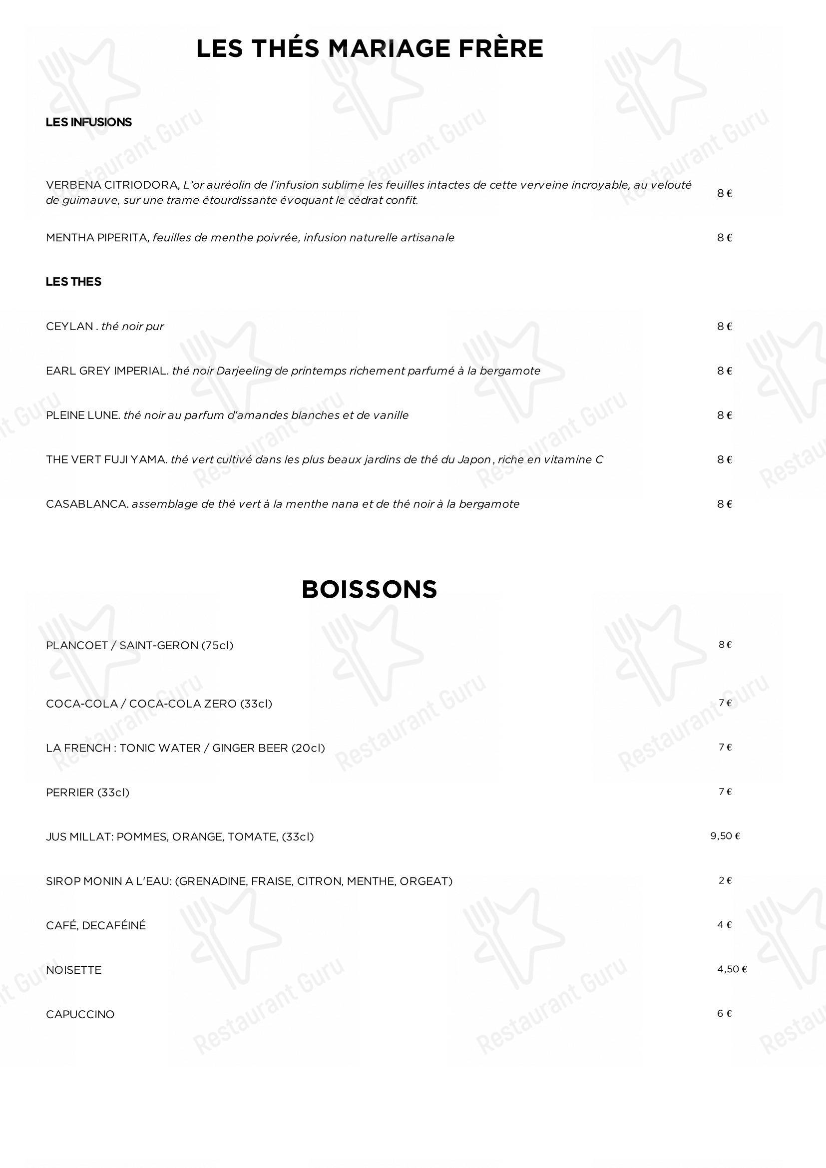 Menu pour Restaurant Brigitte - Коктейльная карта