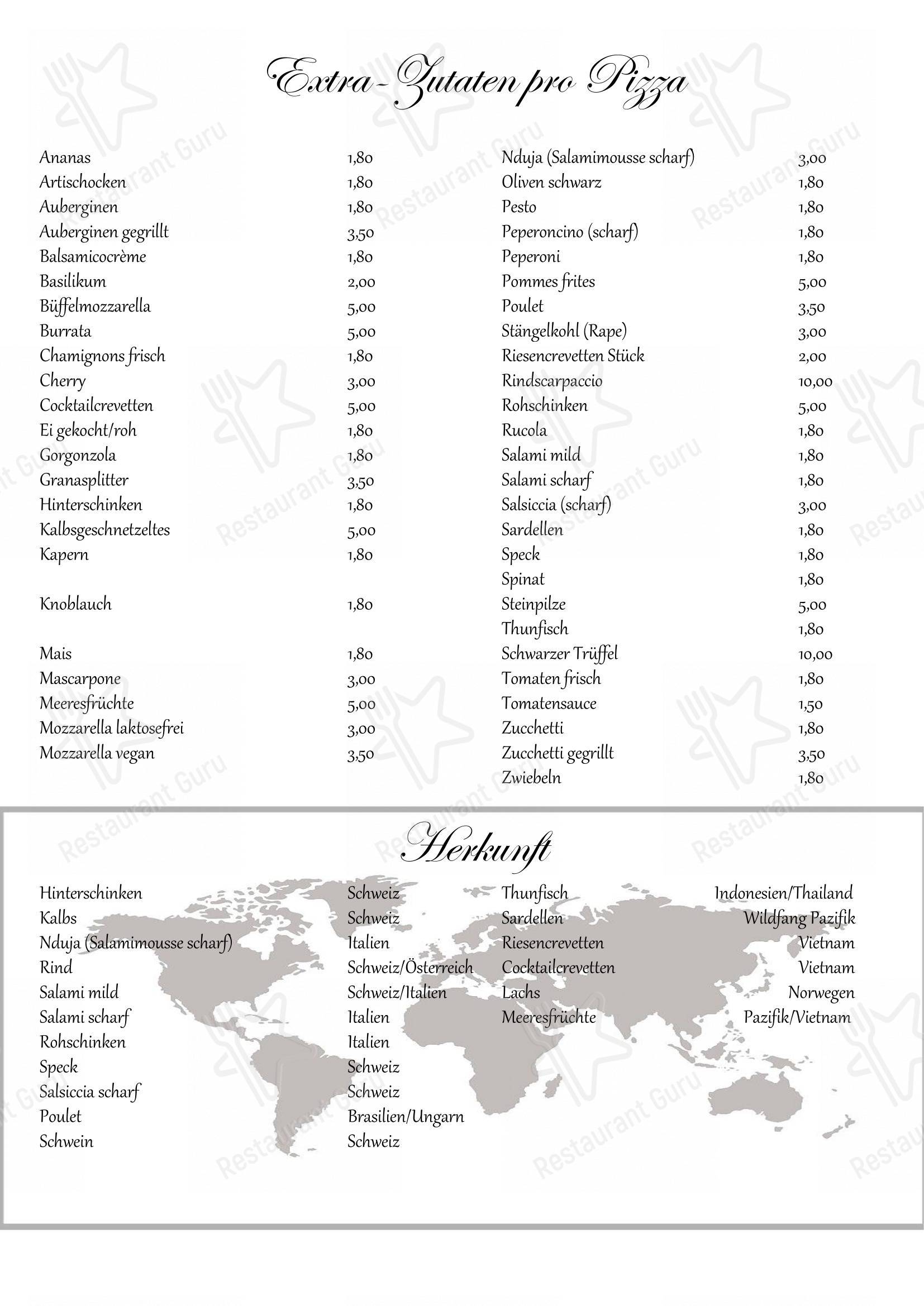 Restaurant La Fonte in Zurigo - Menu