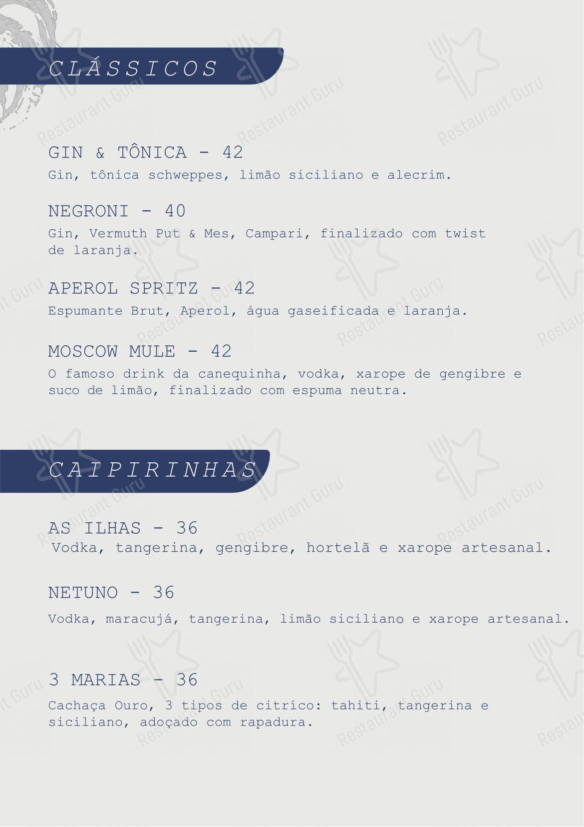 Menu bar para Restaurante Barco Ilhas em São Sebastião