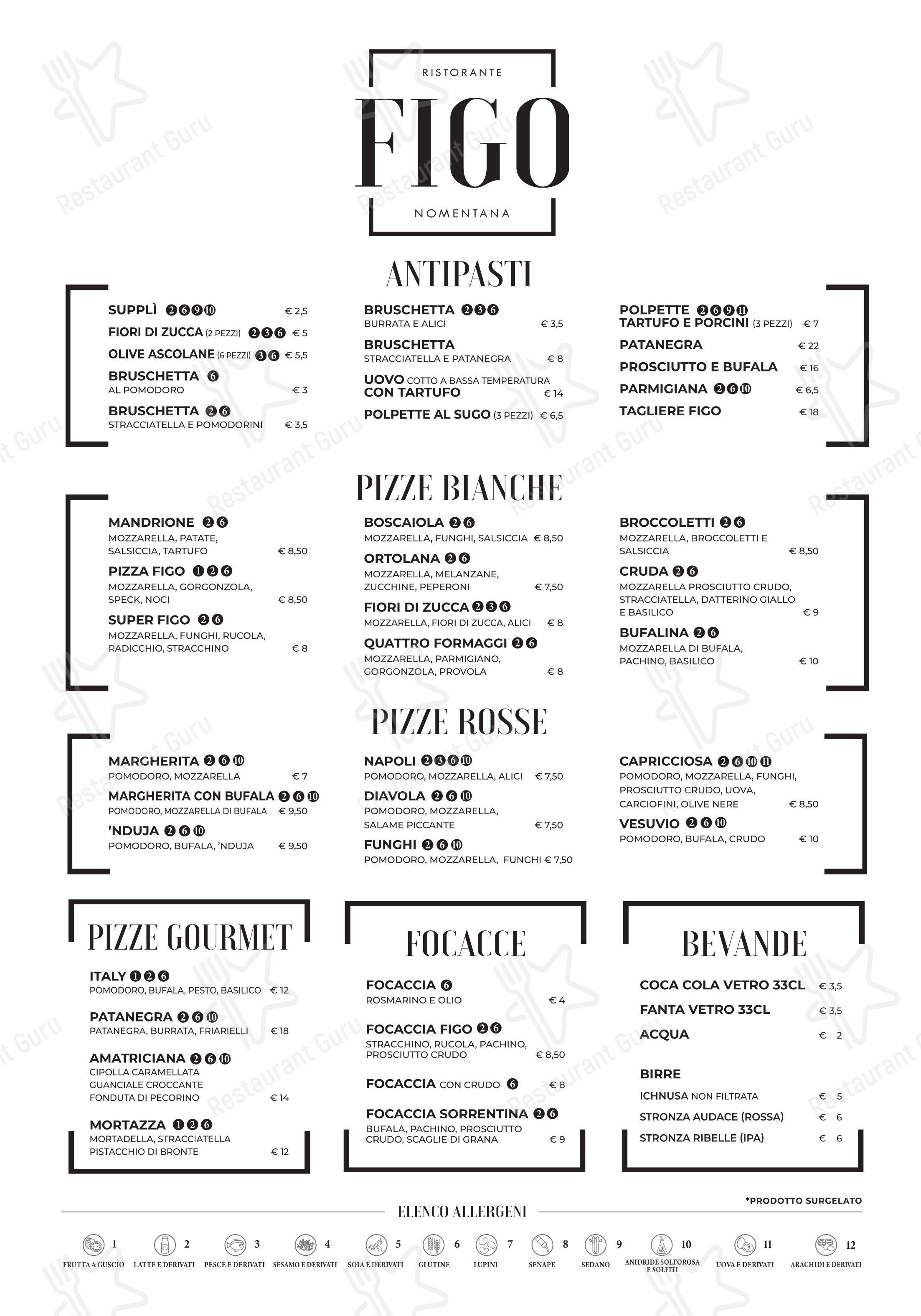 Menu bar per Ristorante Figo Nomentana ristorante